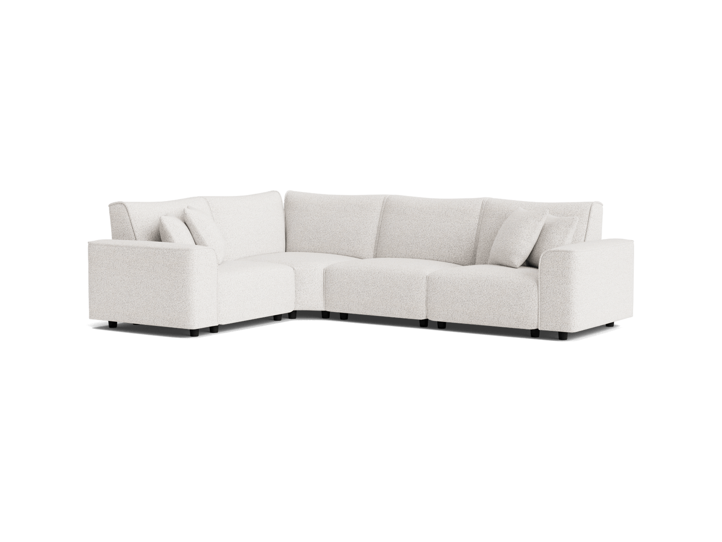 Light grey L-shaped sectional sofa with plush cushions on each section. Modern design, suitable for spacious living rooms.