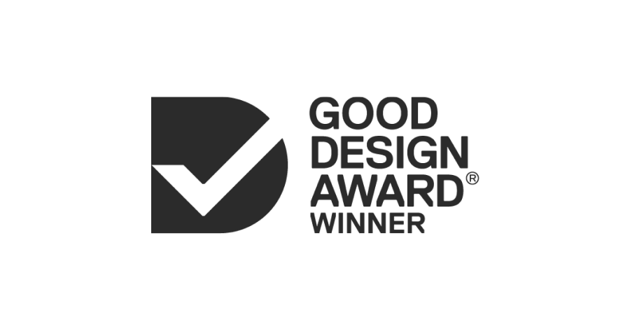 Good Design Award Winner logo in black, featuring a stylised "D" with a checkmark and accompanying text.