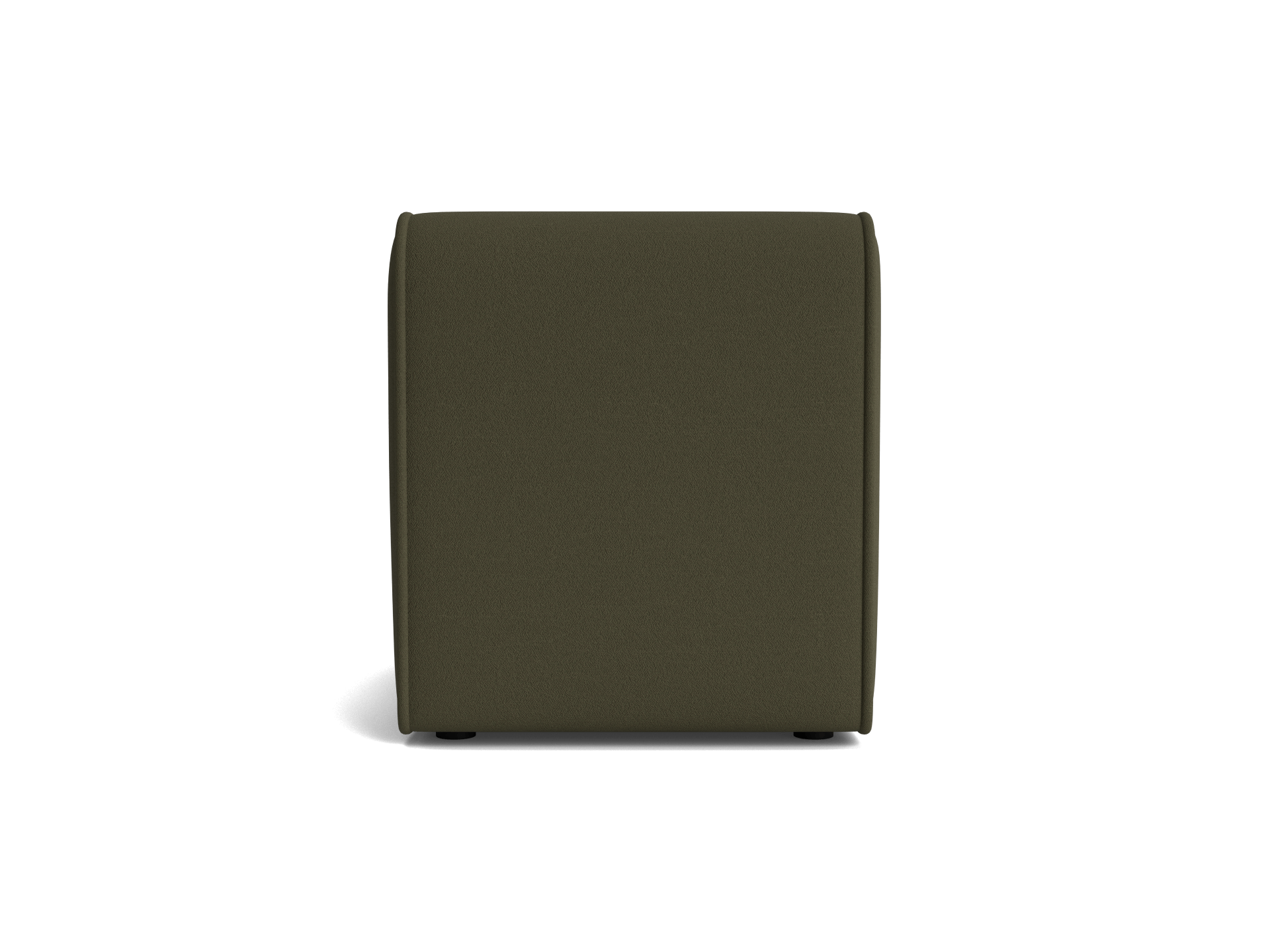 Dark green rectangular ottoman with sleek edges against a white background.