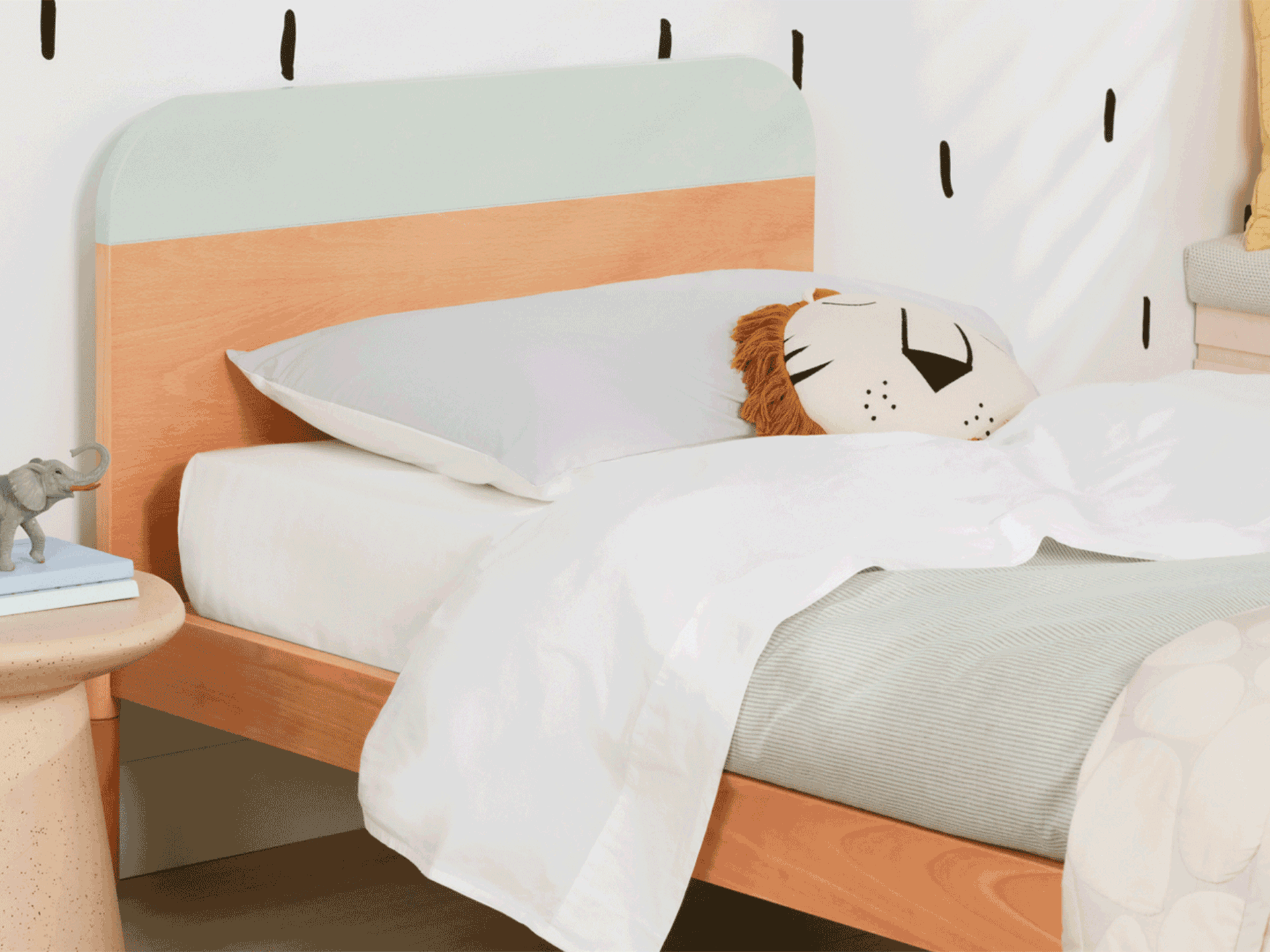 Joey Bed Base - Natural Beech/Green Lagoon