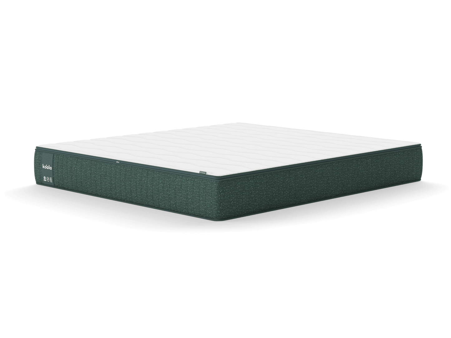 Dark green mattress with a white top, featuring a rectangular, low-profile design. Ideal for a modern bedroom setup.