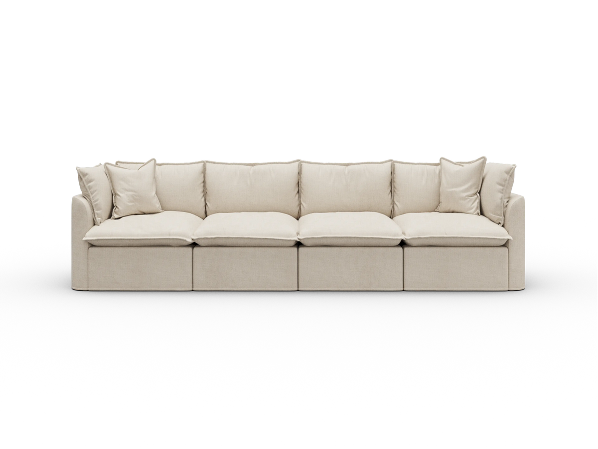 Koala Tamworth Washable Covers 4-seater modular sofa in cream linen-look fabric on white