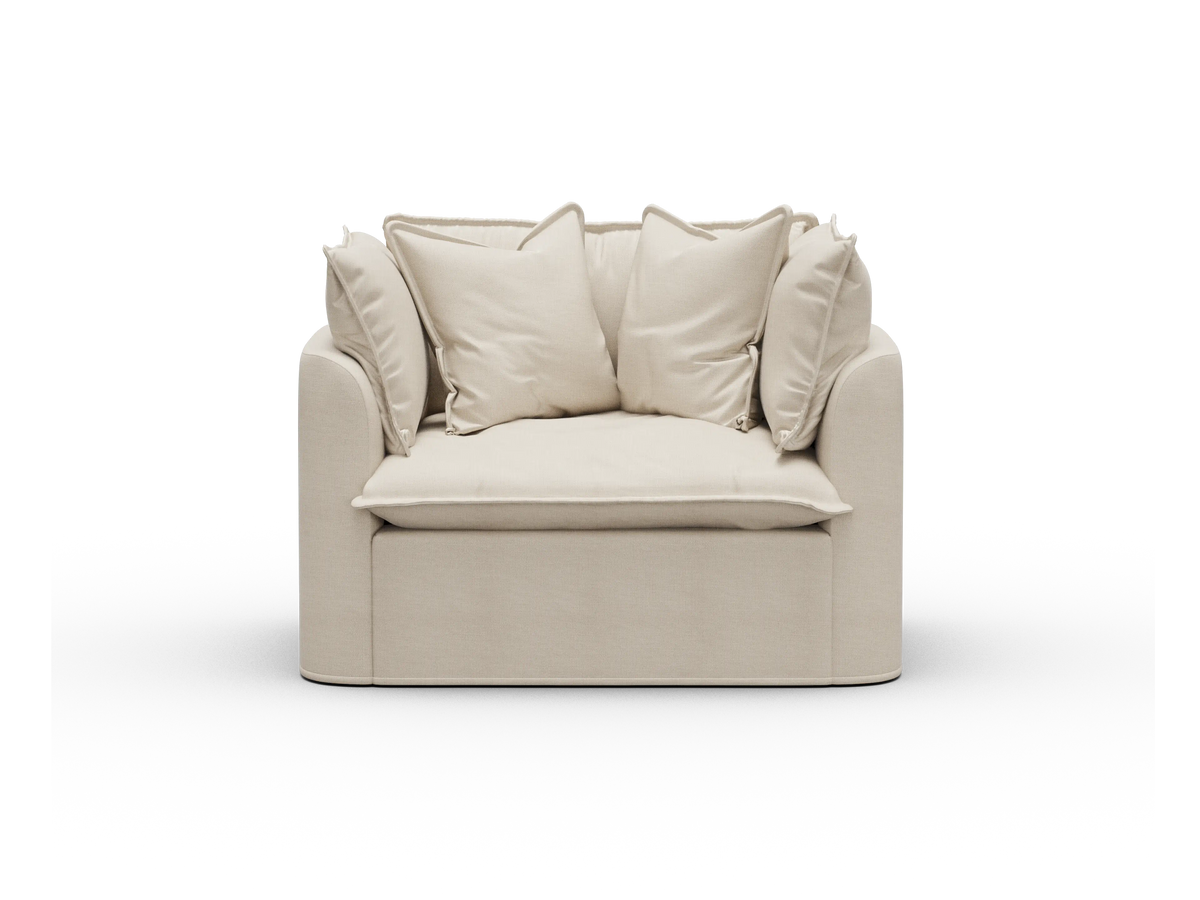 Koala Tamworth Washable Covers armchair in cream linen-look fabric on white background
