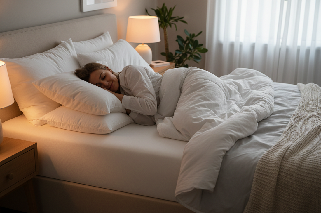 A woman sleeping comfortably in soft mattress