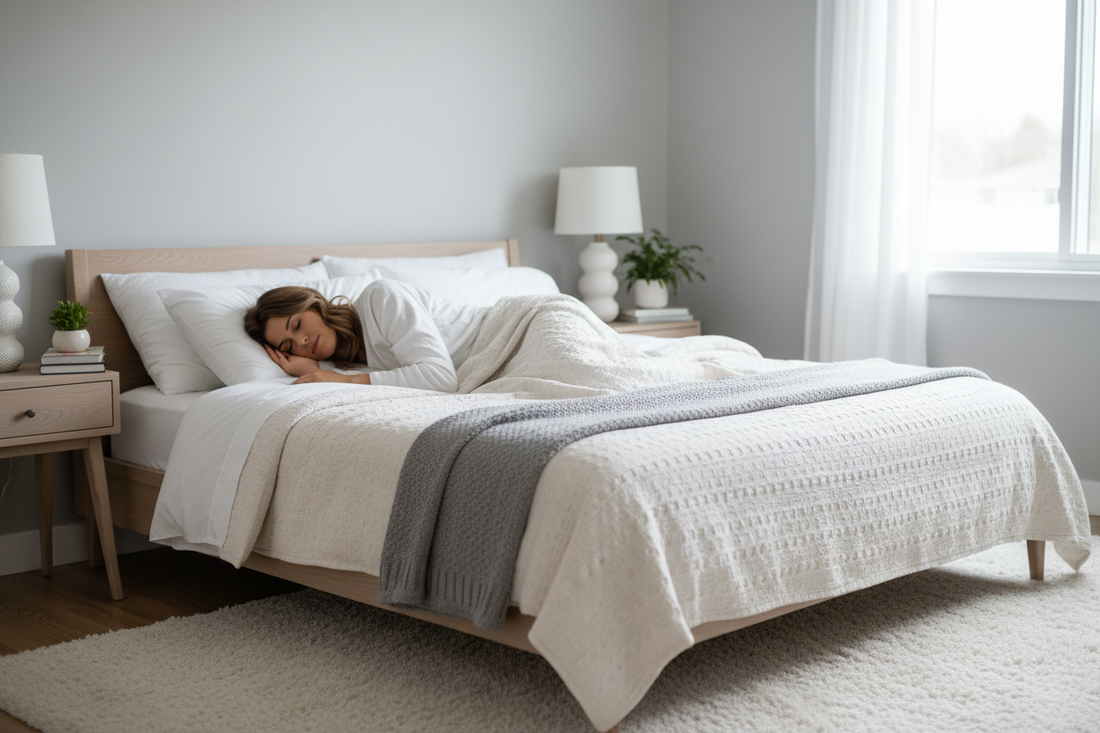 A woman sleeping on the bedroom