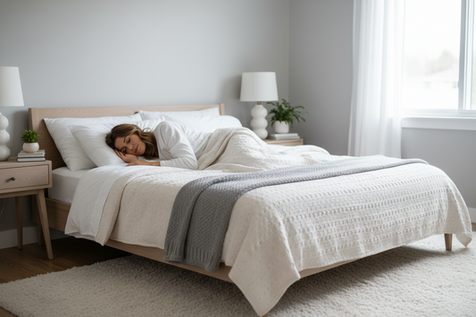 A woman sleeping on the bedroom