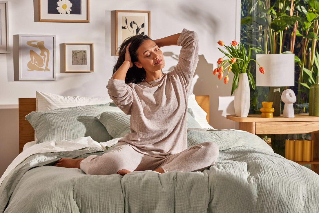 A woman in comfortable clothing gets prepared for a great night’s sleep on a Koala bed