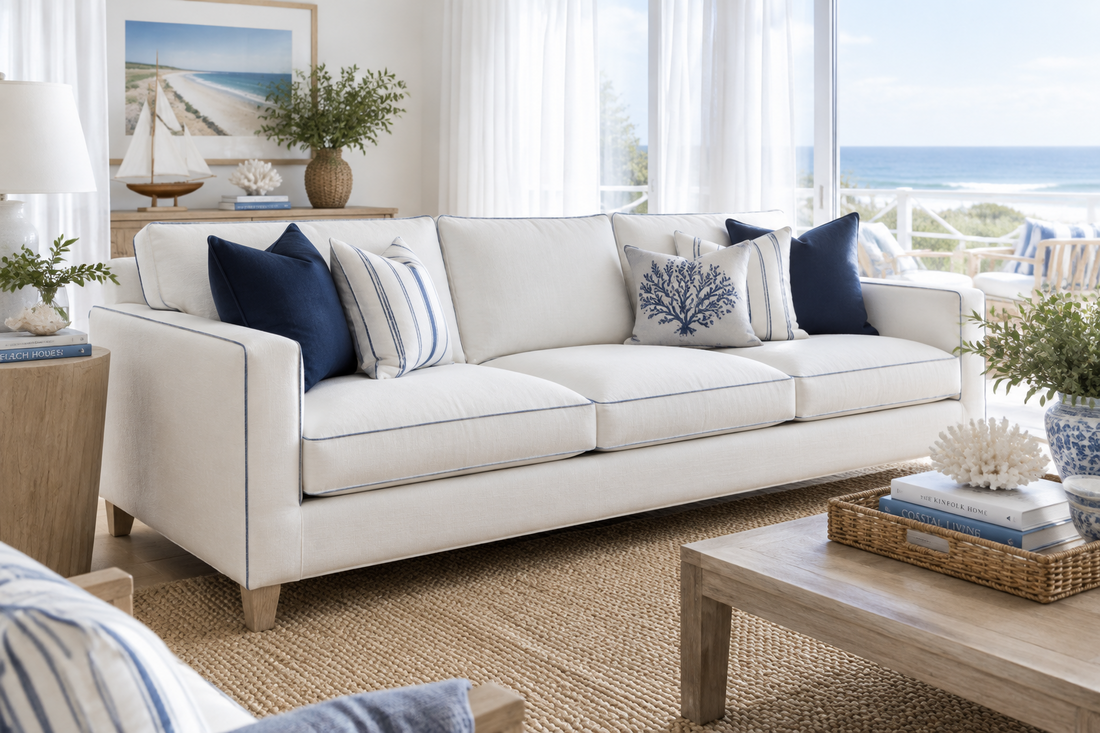 A Hamptons-style sofa