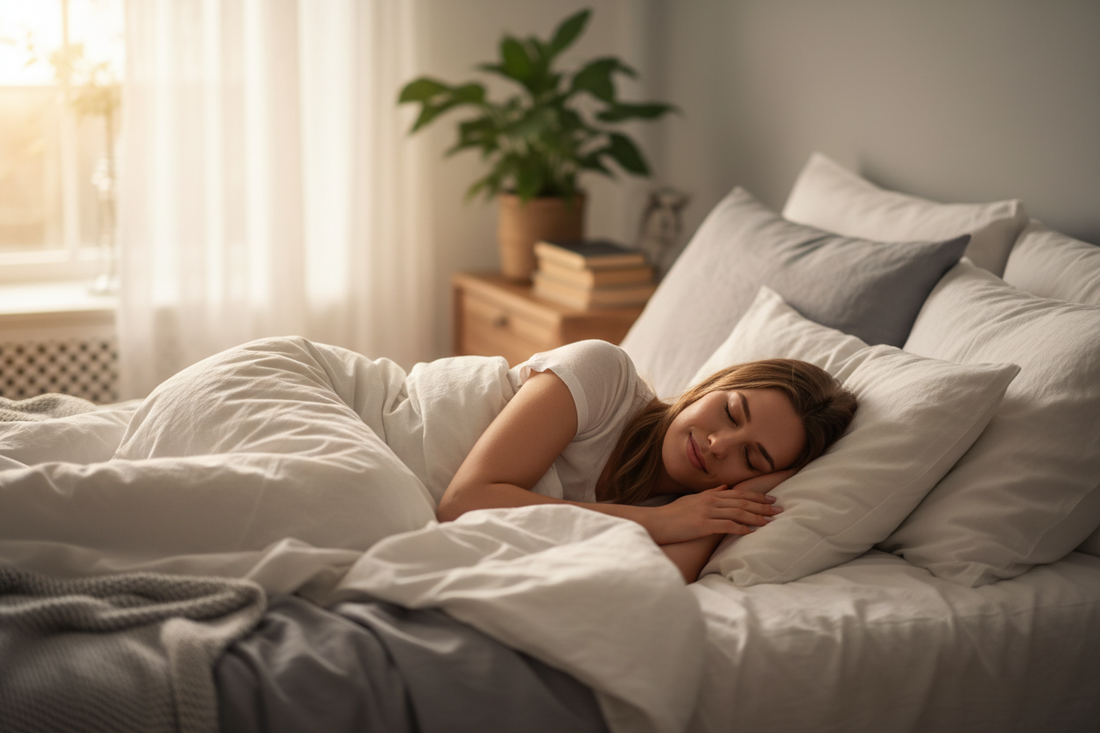 A woman sleeping in bed