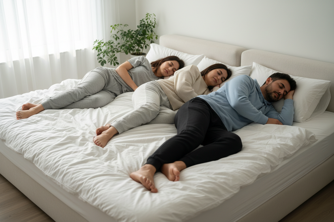 Shift Workers Sleeping in Wide White Bed Mattress