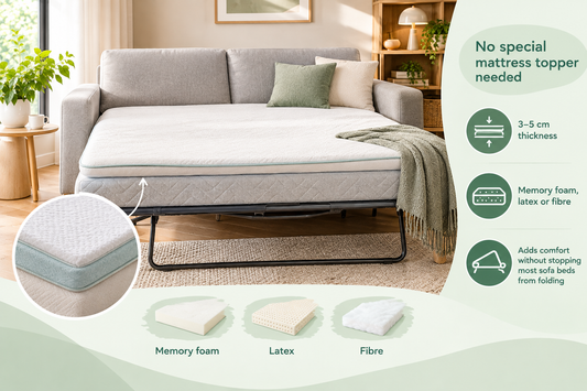A mattress topper placed on the bed