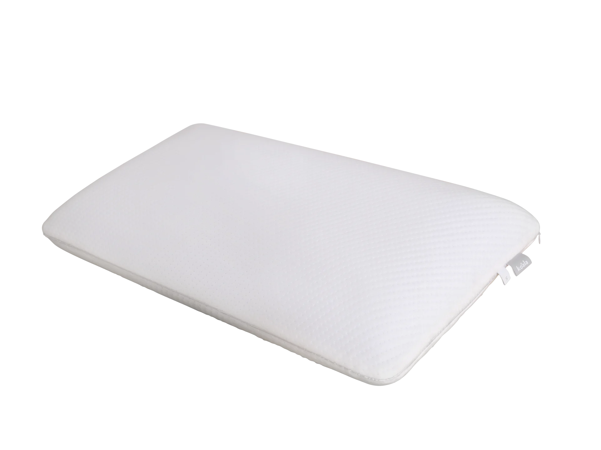 White memory foam pillow with a textured surface on a white background.