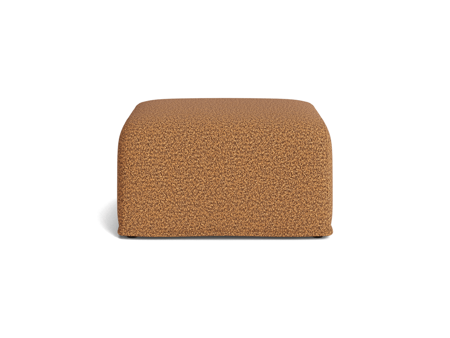 Brown square ottoman with textured fabric, low profile. Perfect for living room or lounge decor.