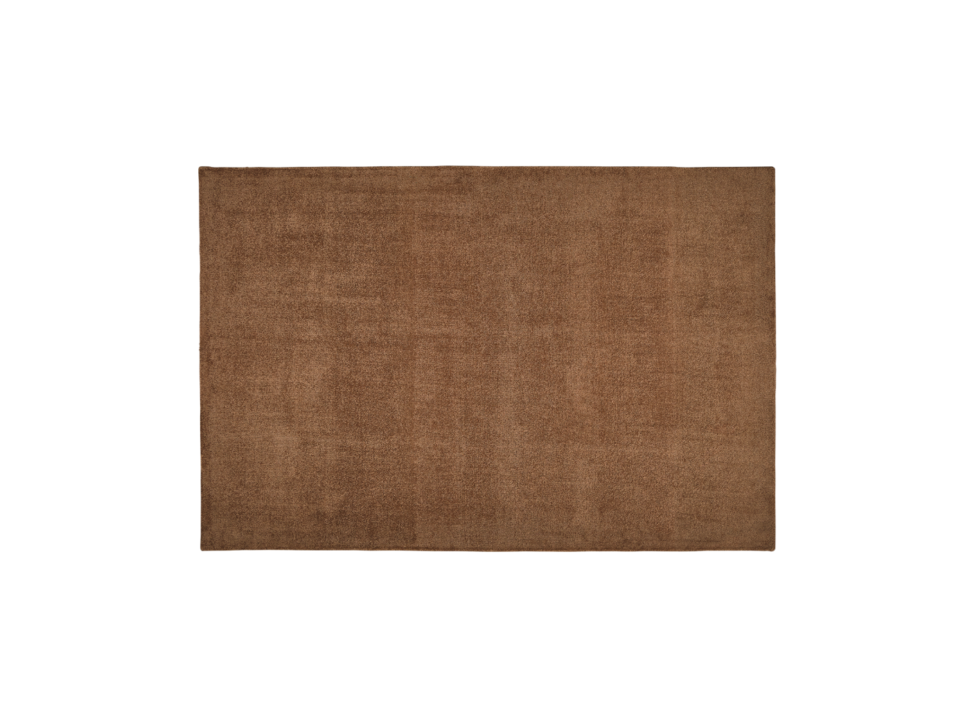 Brown rectangular rug with a smooth texture, centred on a plain background.