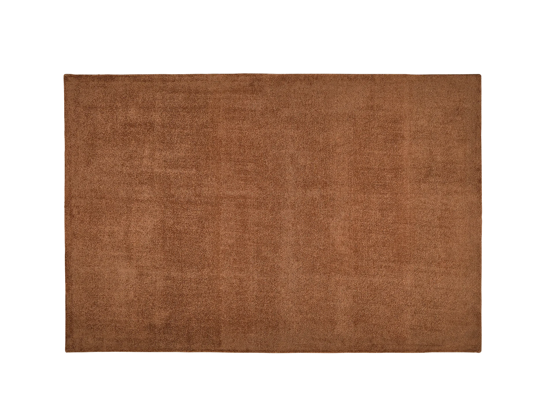 Rectangular rug in solid brown fabric.