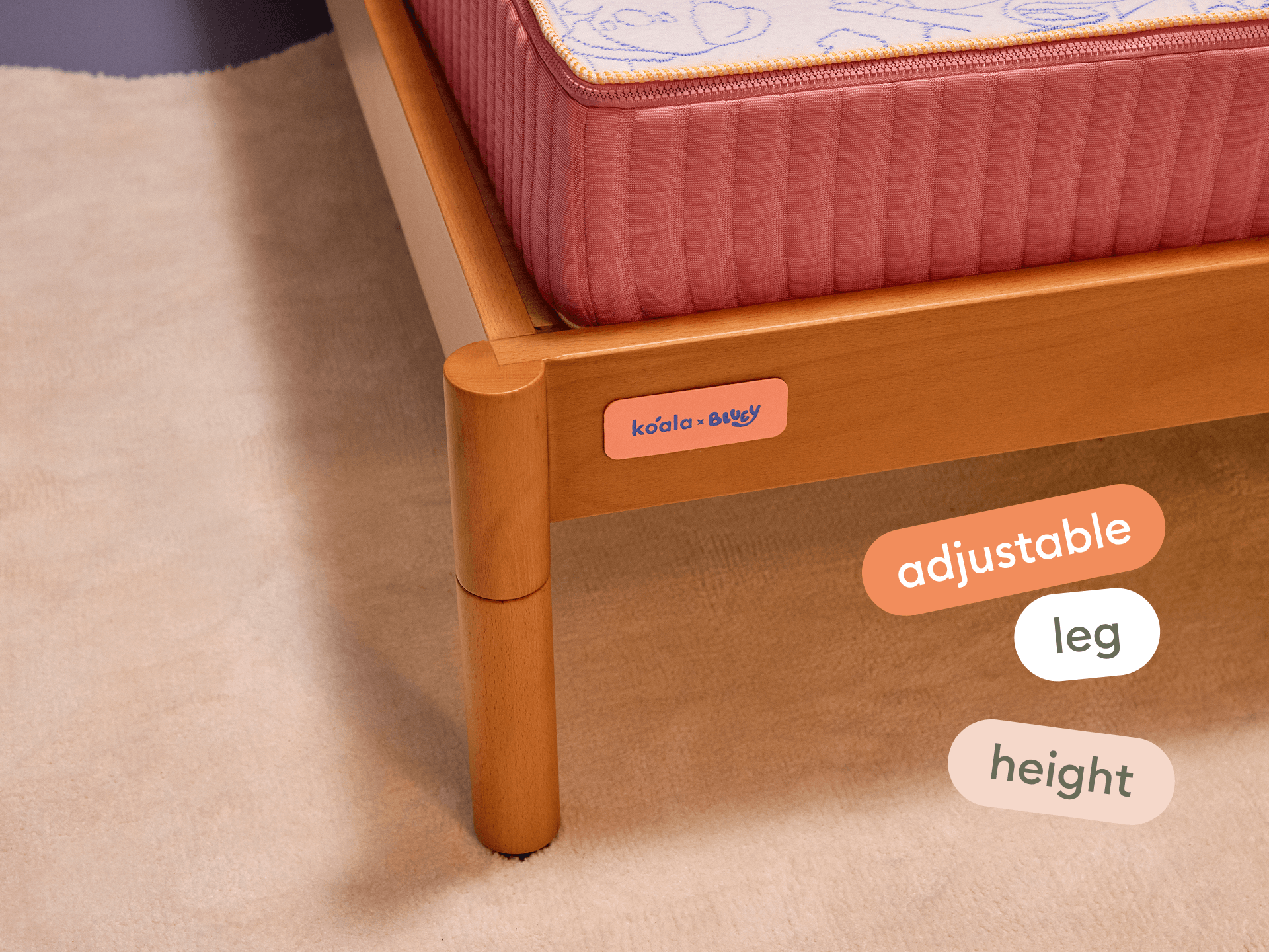 Koala x Bluey Snoozytime Bed Base - Flamingo / Bed Base Only