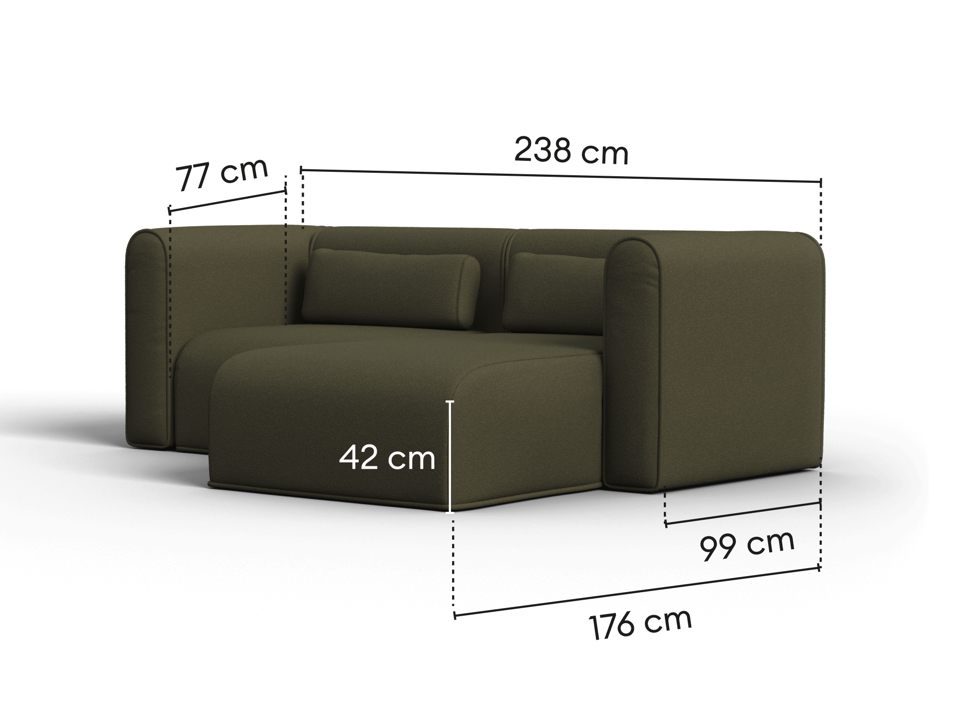 Bangalow Modular Sofa - Green Wattle (Standard) / Chaise / 3-Seater