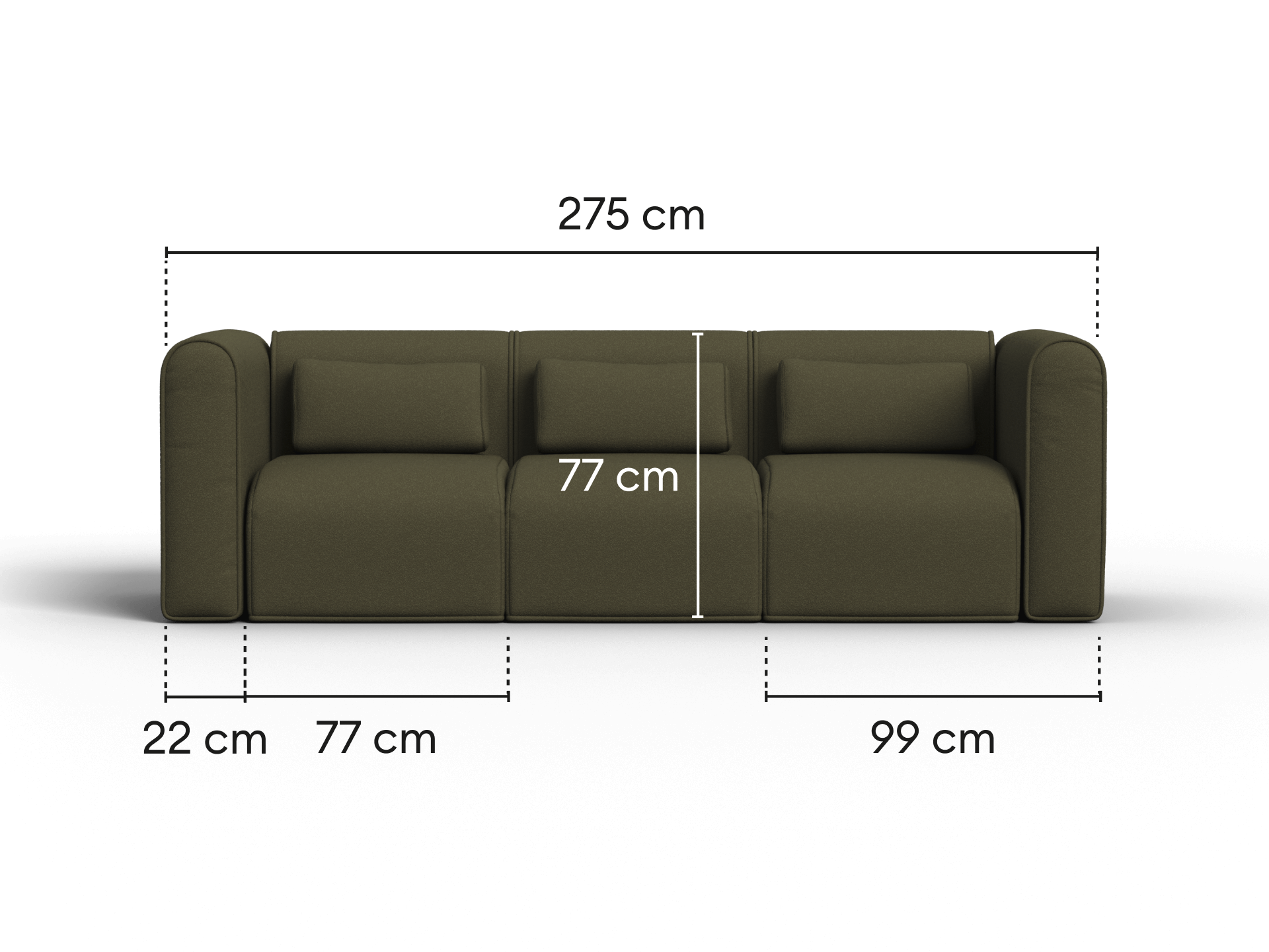Bangalow Modular Sofa - Green Wattle (Standard) / Sofa / 3.5-Seater