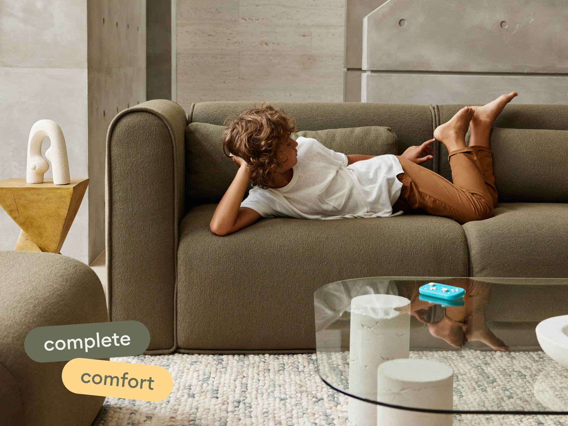 Bangalow Modular Sofa - Chaise / 5-Seater / Green Wattle (Standard)