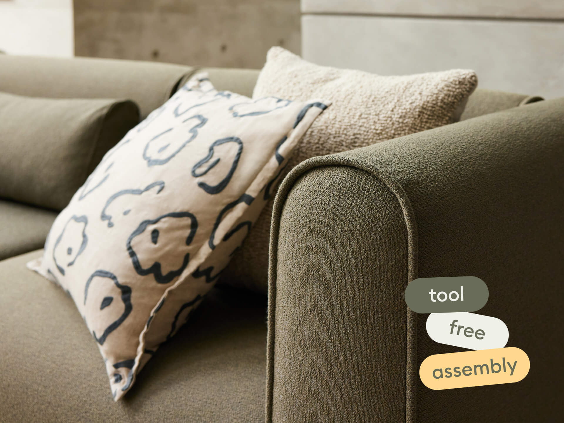 Bangalow Modular Sofa - Chaise / 5-Seater / Green Wattle (Standard)