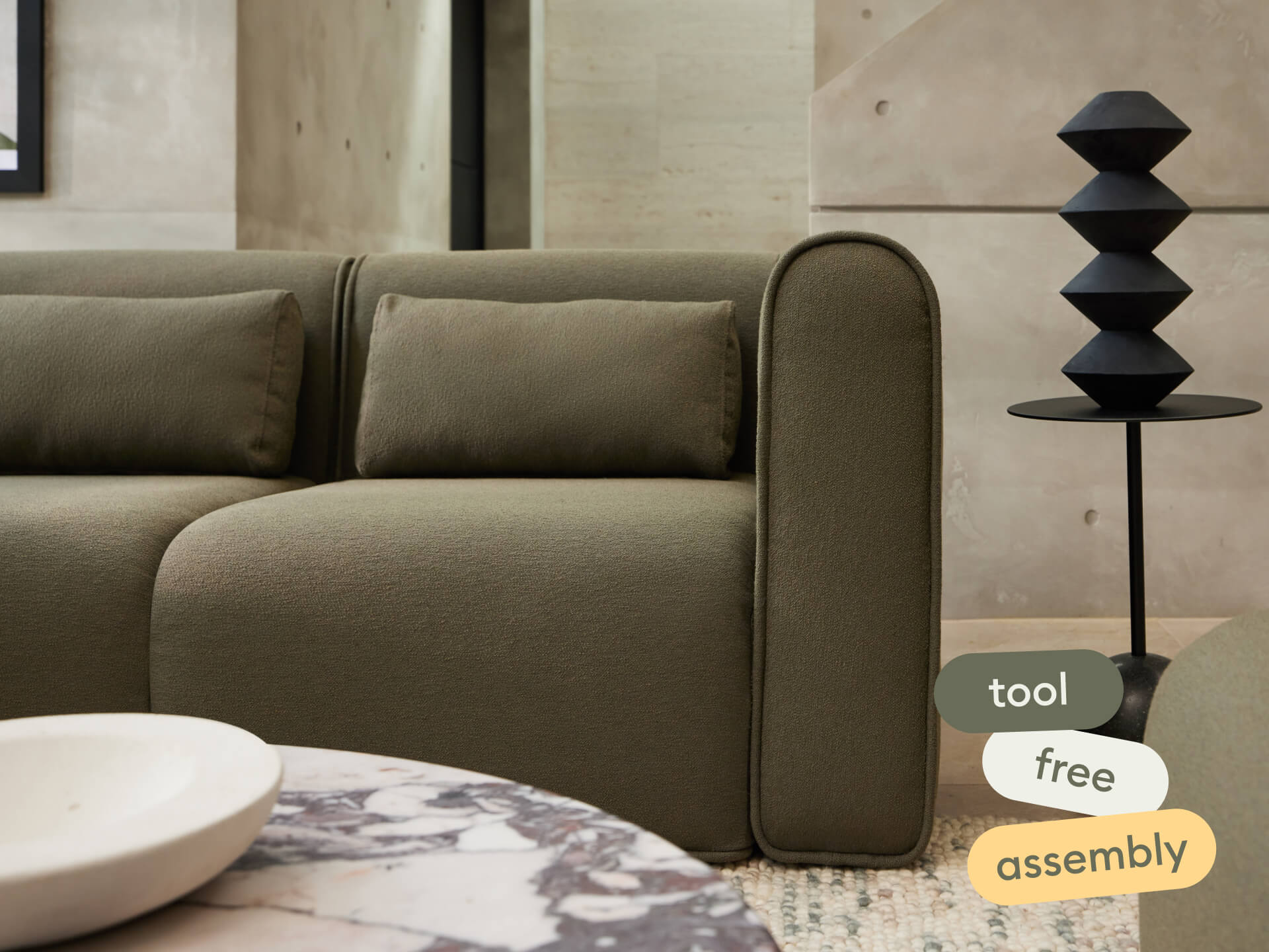 Bangalow Modular Sofa - Green Wattle (Standard) / Corner / 4 Sections