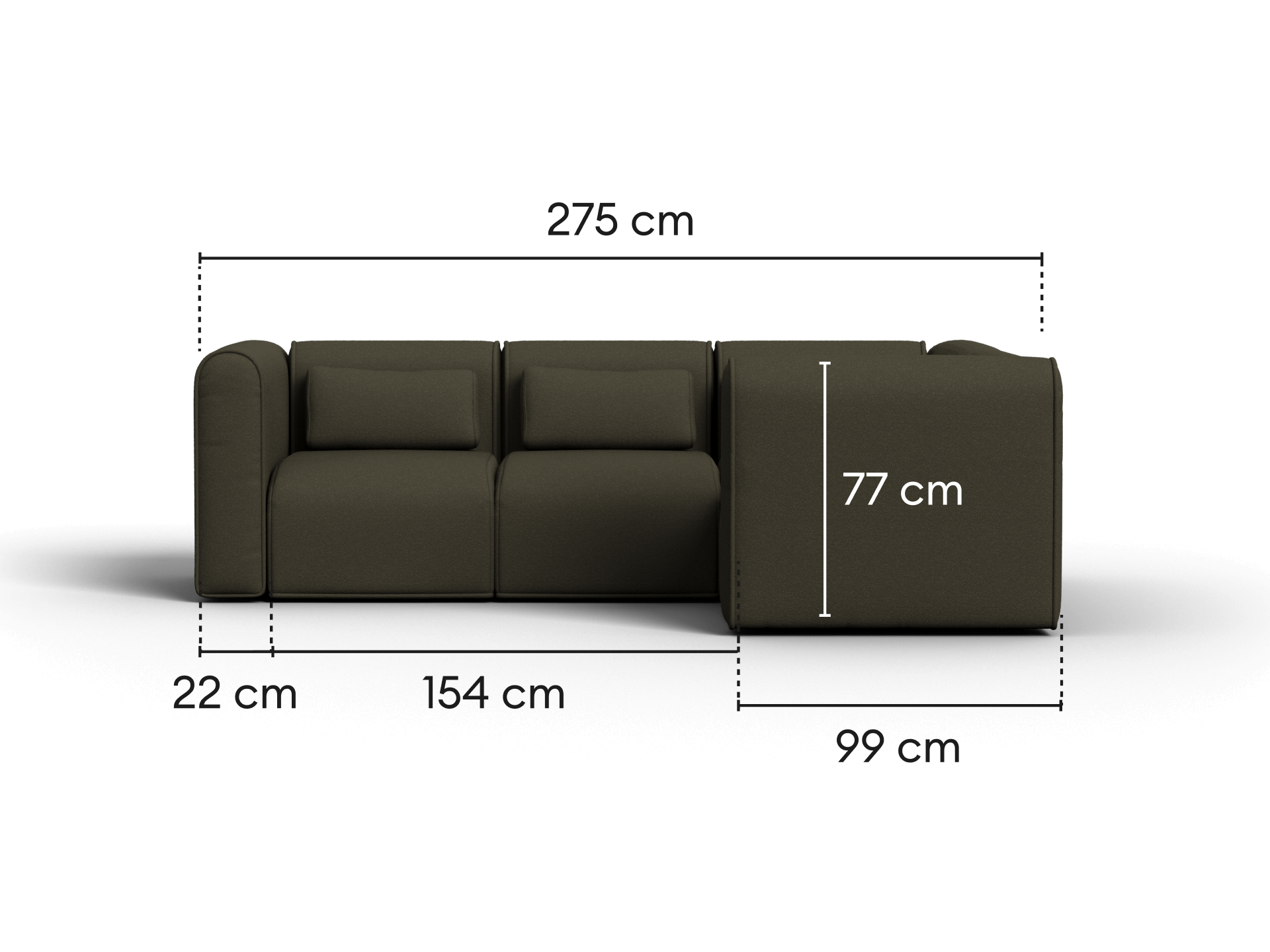 Bangalow Modular Sofa - Green Wattle (Standard) / Corner / 4 Sections