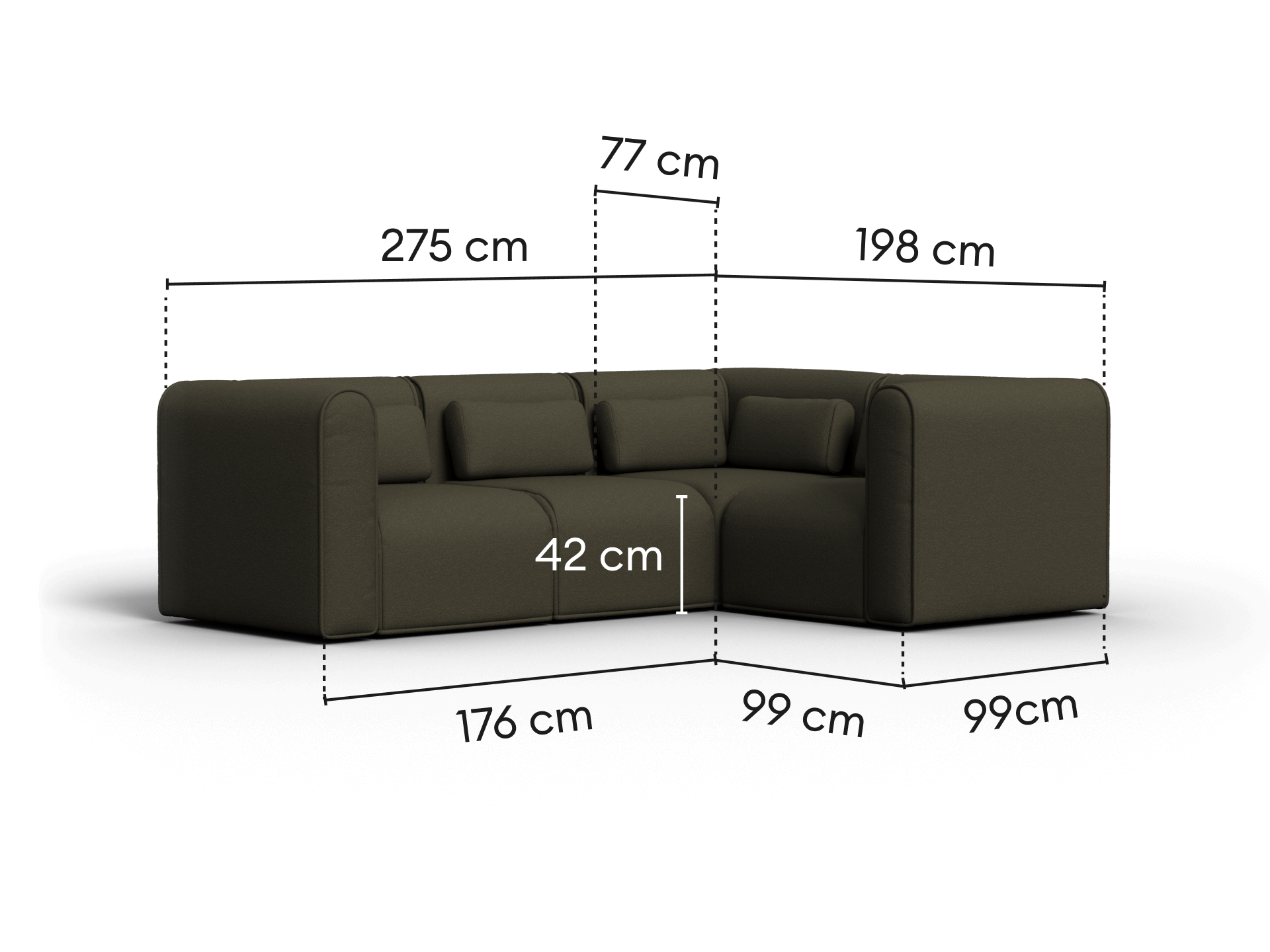 Bangalow Modular Sofa - Green Wattle (Standard) / Corner / 4 Sections