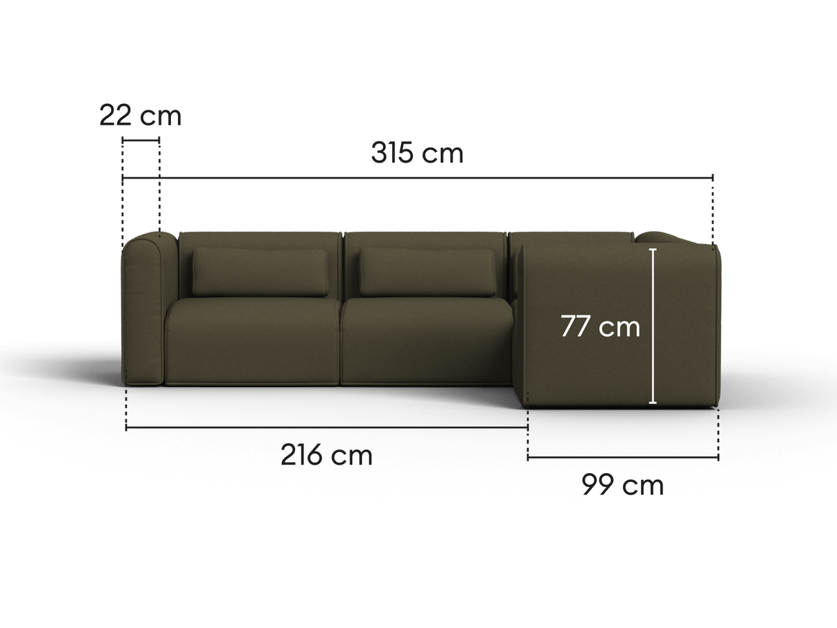 Bangalow Modular Sofa - Green Wattle (Standard) / Corner / 4 Sections