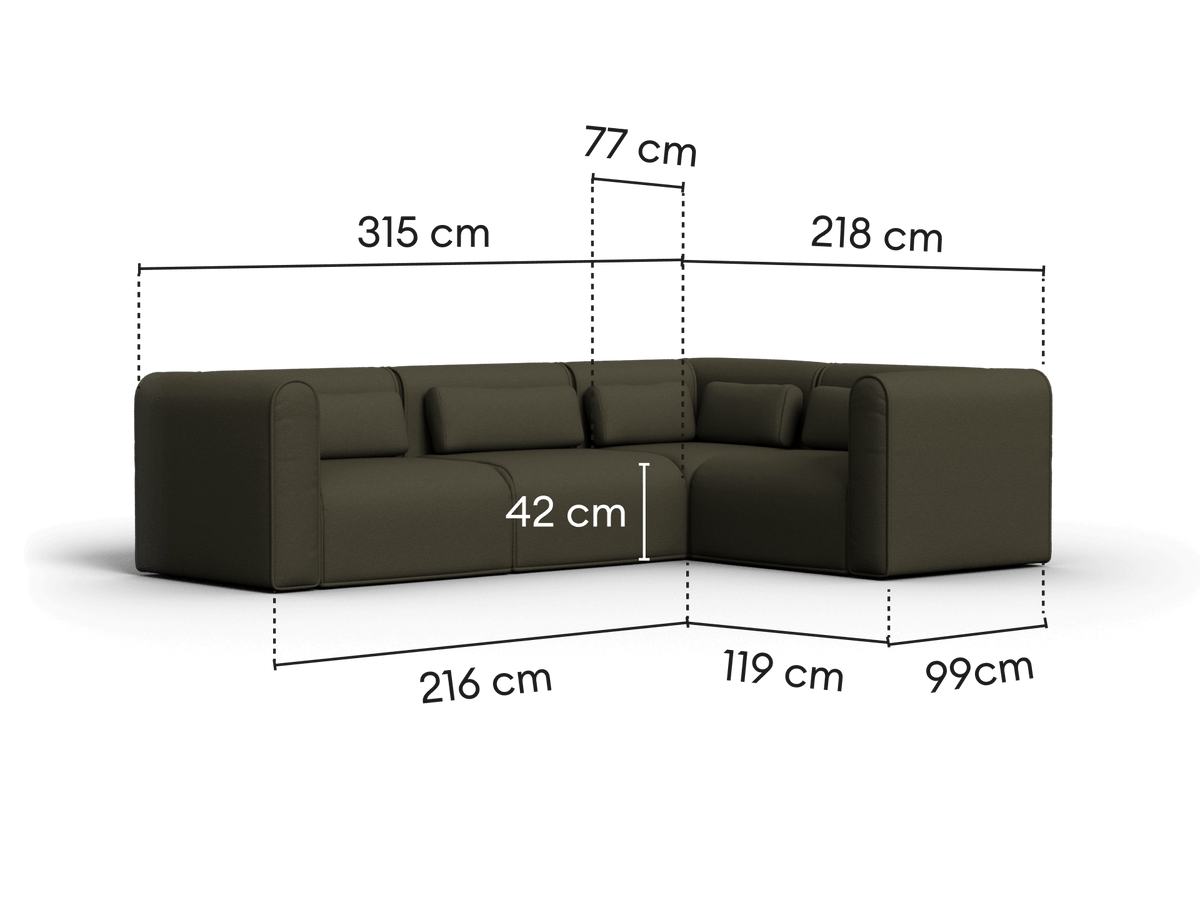 Bangalow Modular Sofa - Green Wattle (Standard) / Corner / 4 Sections