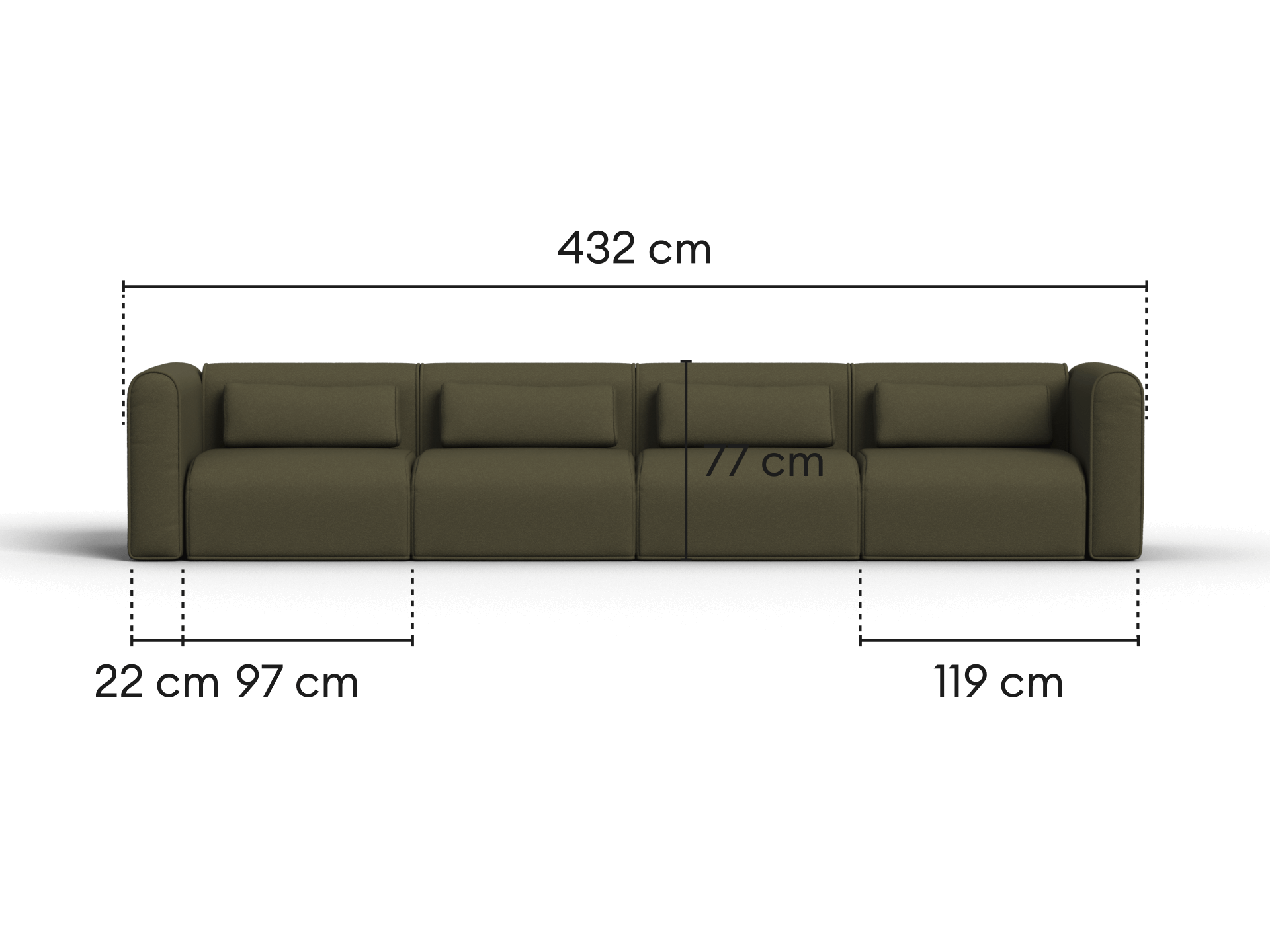 Bangalow Modular Sofa - Green Wattle (Standard) / Sofa / 6-Seater