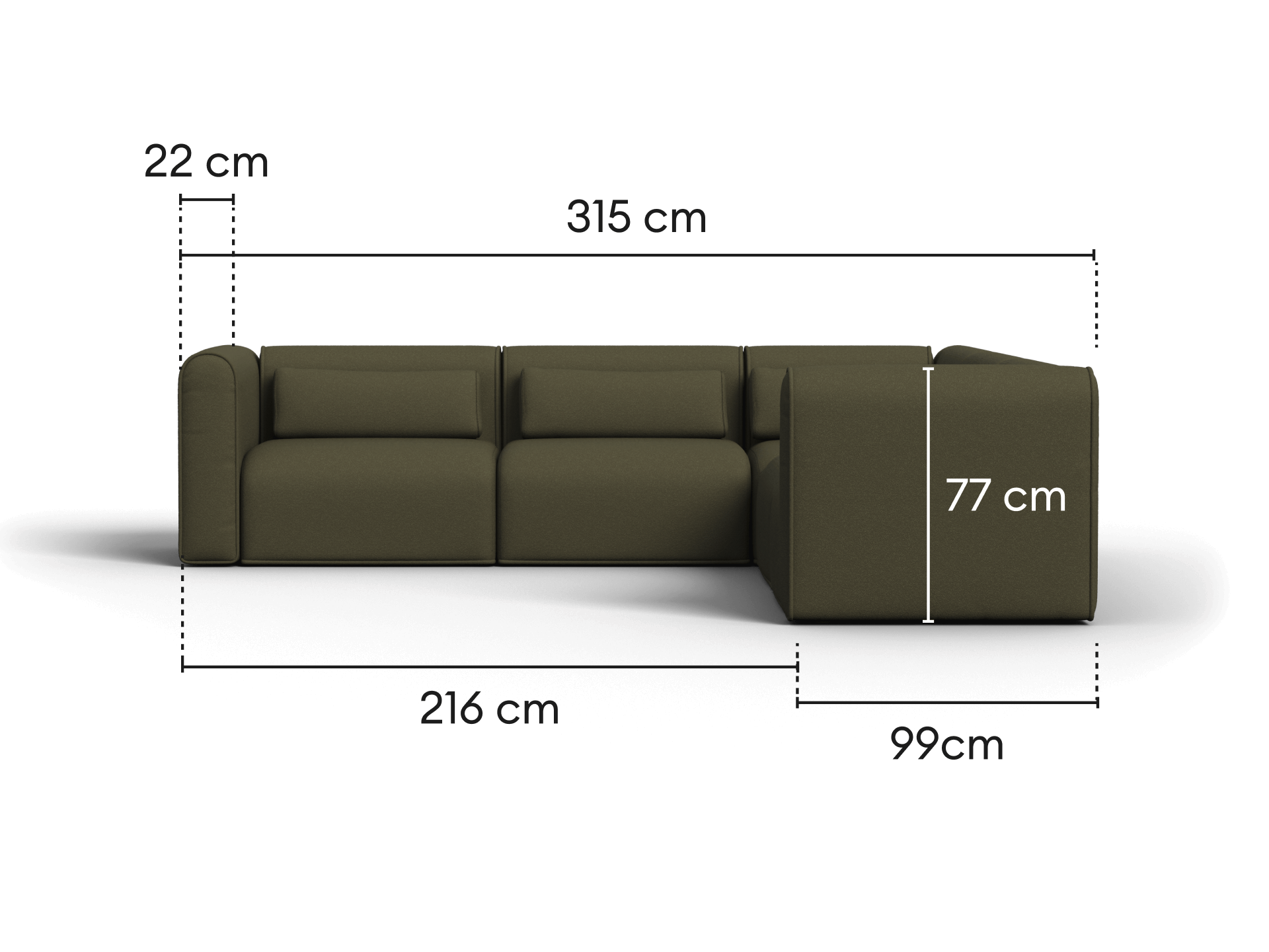 Bangalow Modular Sofa - Green Wattle (Standard) / Corner / 7-Seater