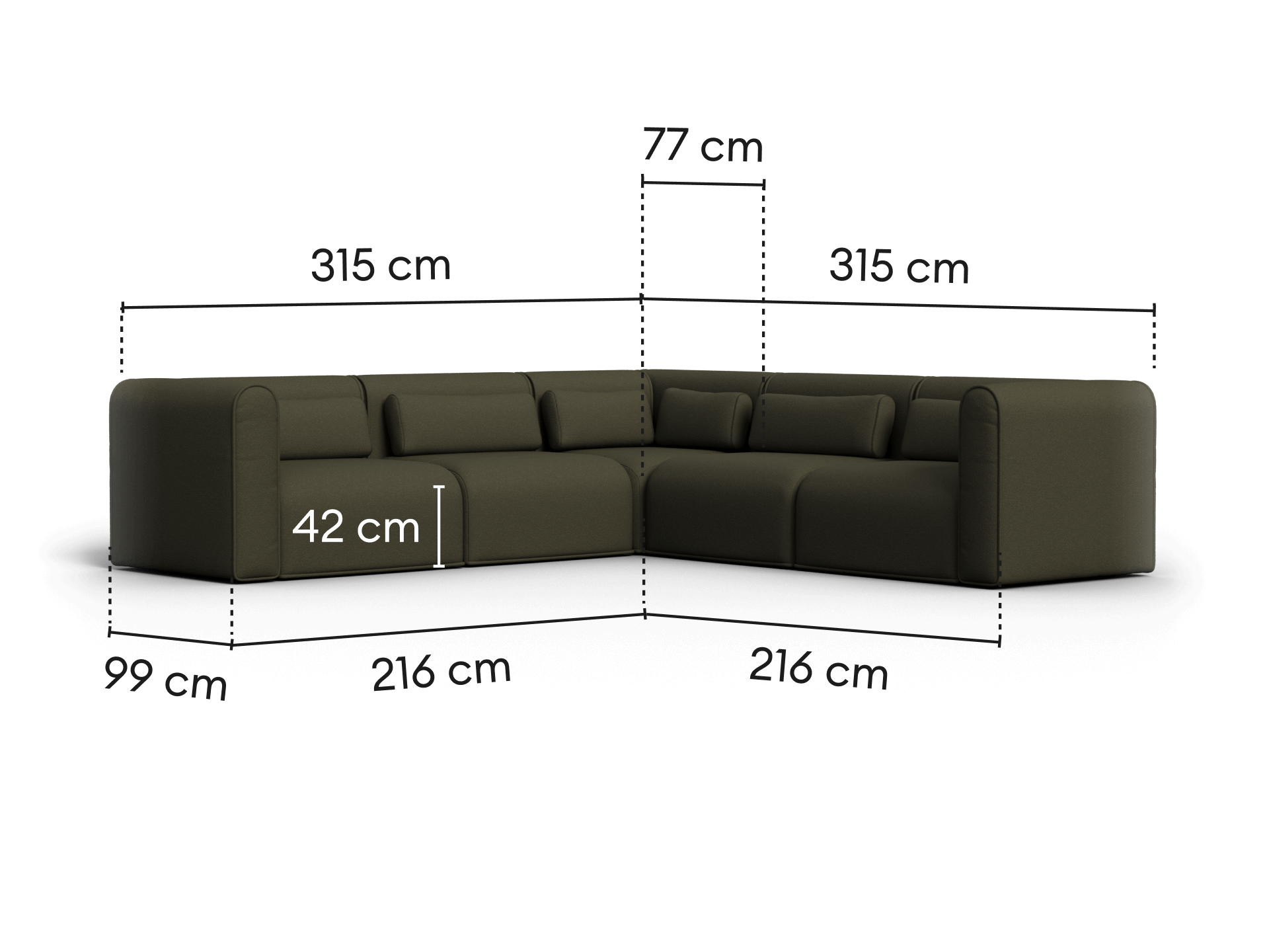Bangalow Modular Sofa - Green Wattle (Standard) / Corner / 7-Seater