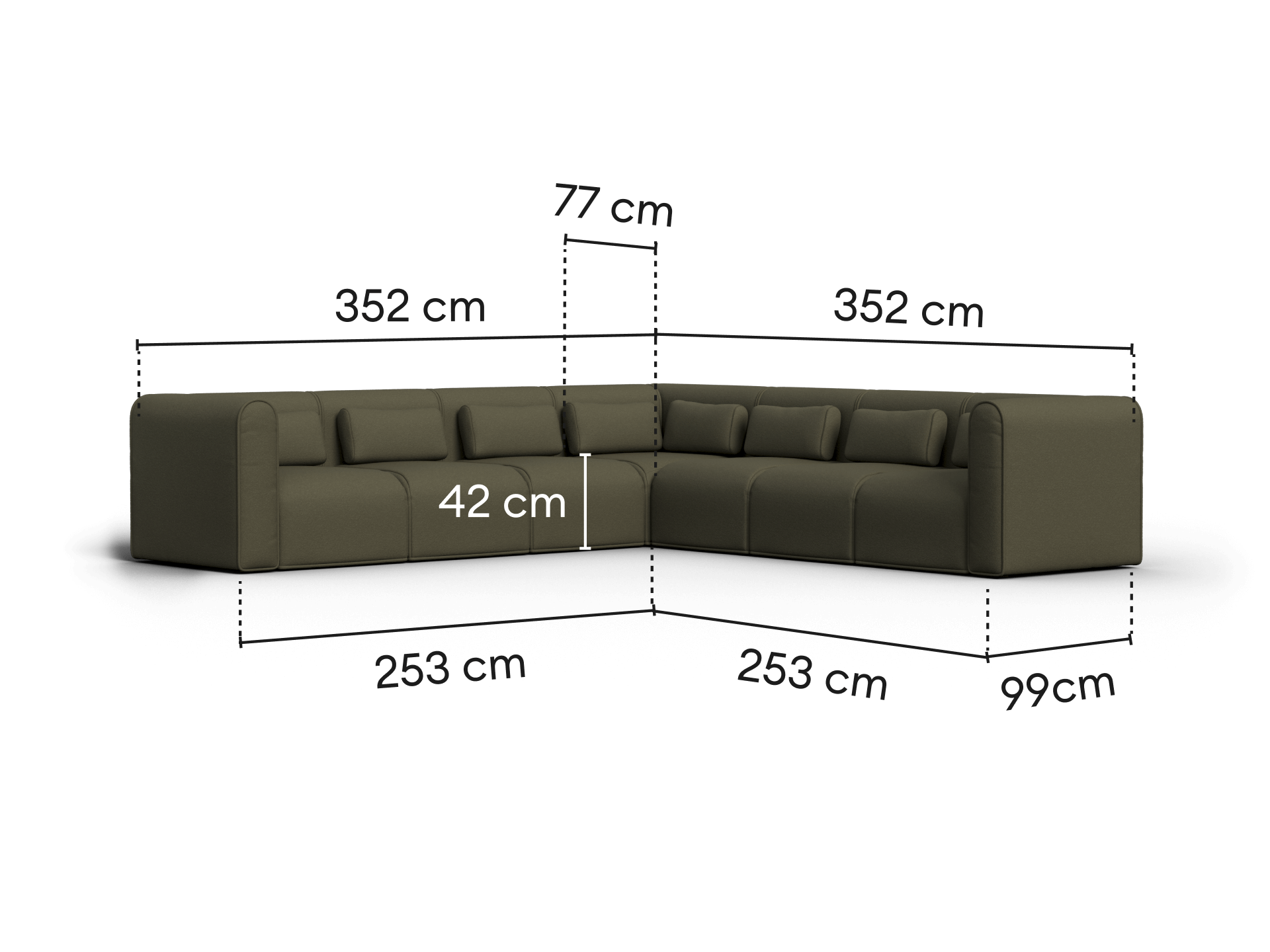 Bangalow Modular Sofa - Green Wattle (Standard) / Corner / 8-Seater