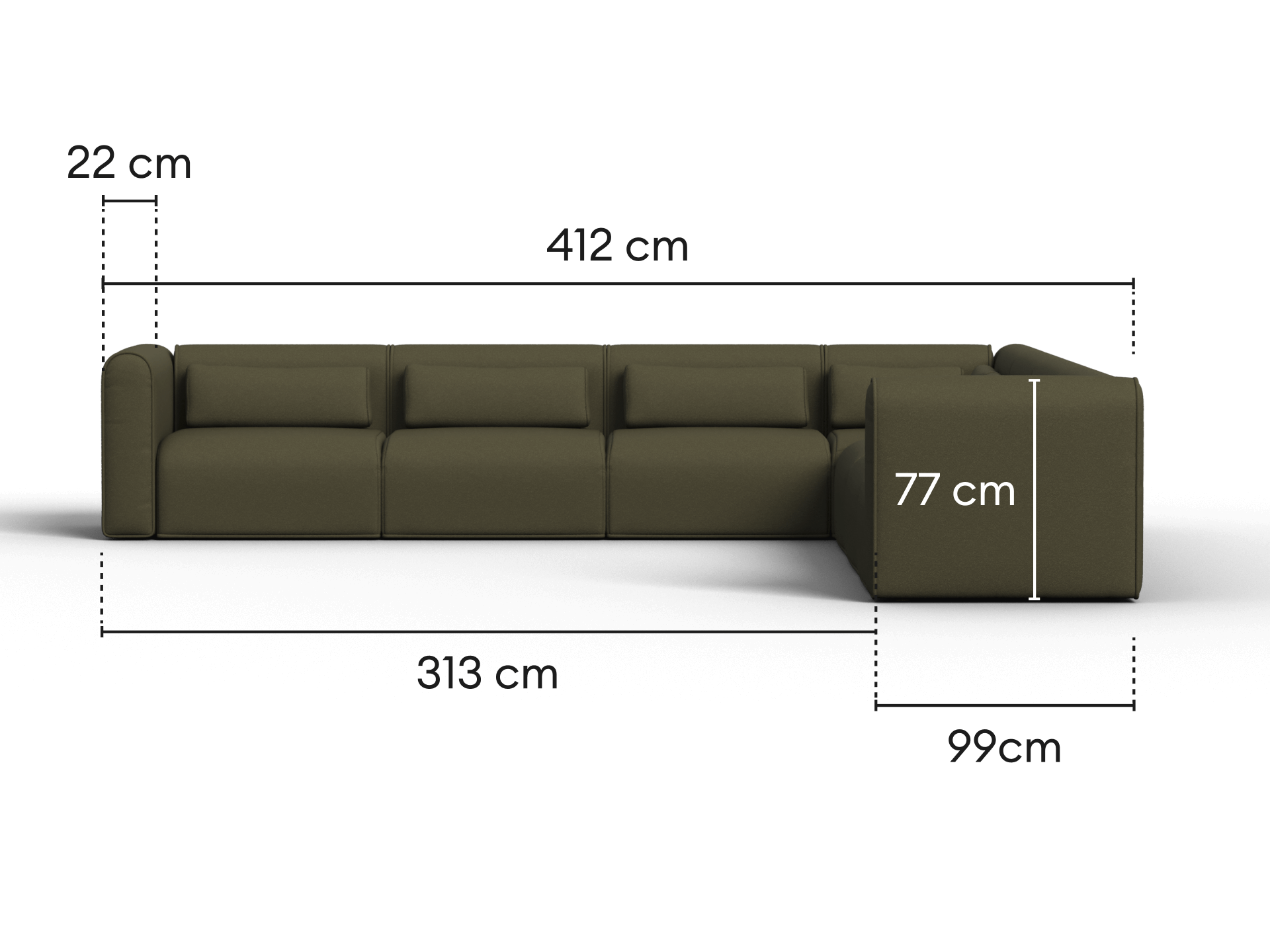 Bangalow Modular Sofa - Corner / 10-Seater / Green Wattle (Standard)
