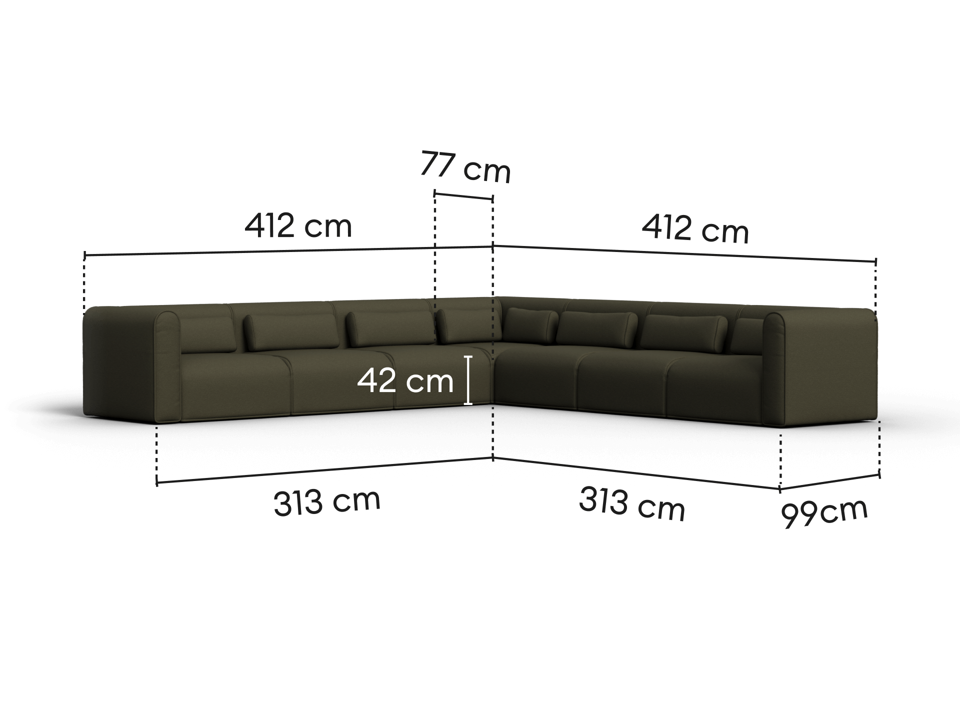 Bangalow Modular Sofa - Corner / 10-Seater / Green Wattle (Standard)