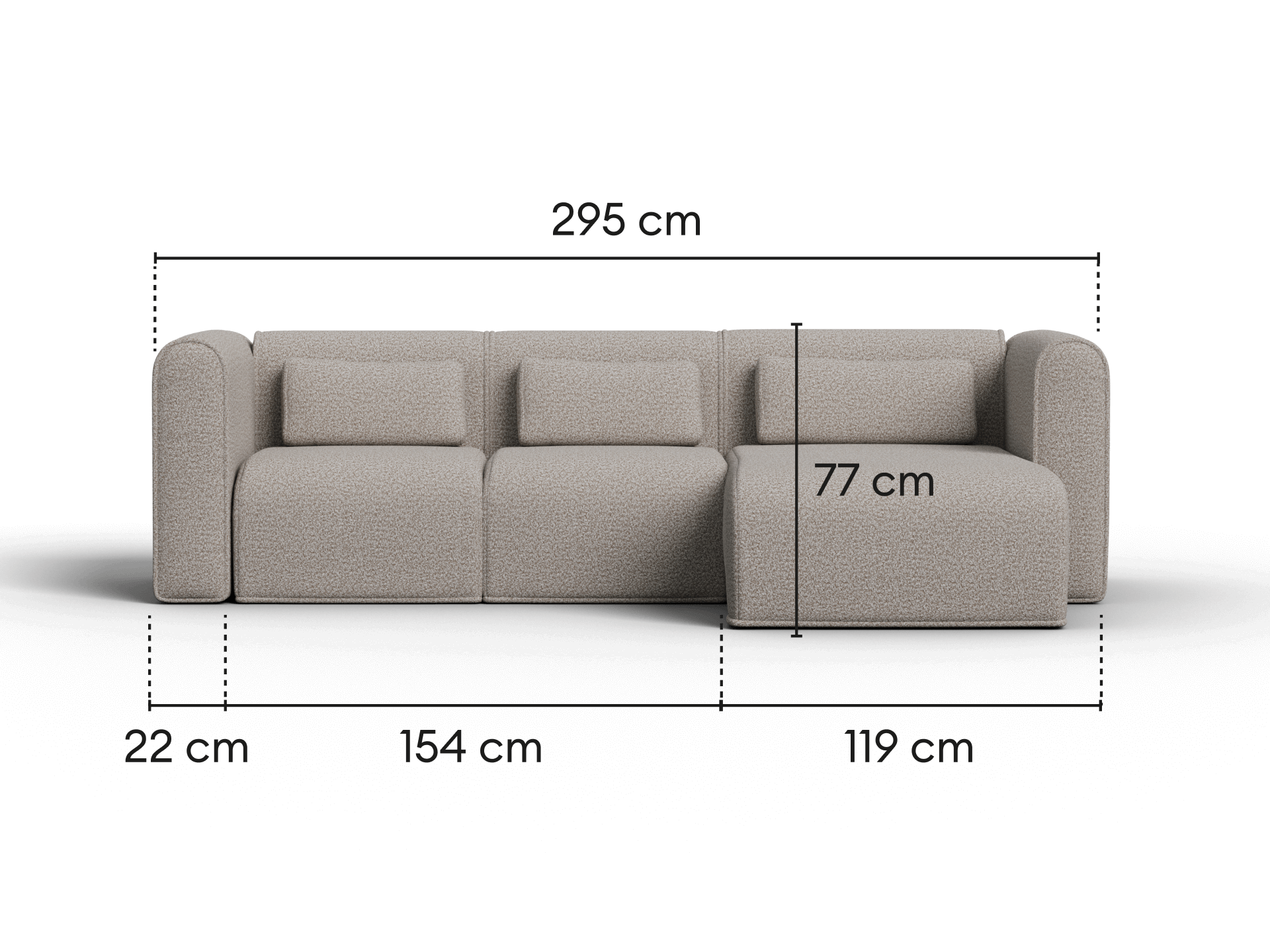 Bangalow Modular Sofa - Chaise / 3.5-Seater / Limestone (Luxe edition)
