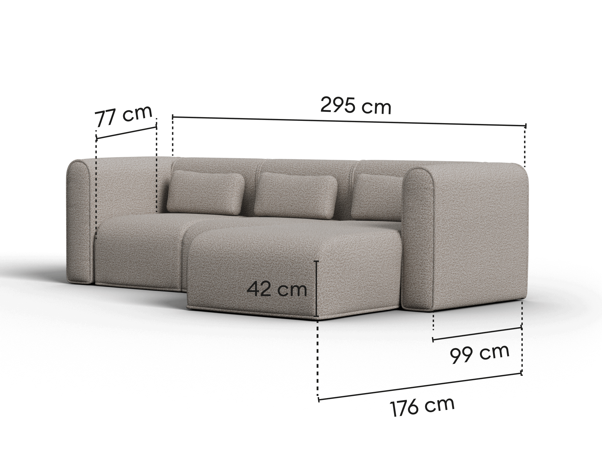 Bangalow Modular Sofa - Chaise / 3.5-Seater / Limestone (Luxe edition)