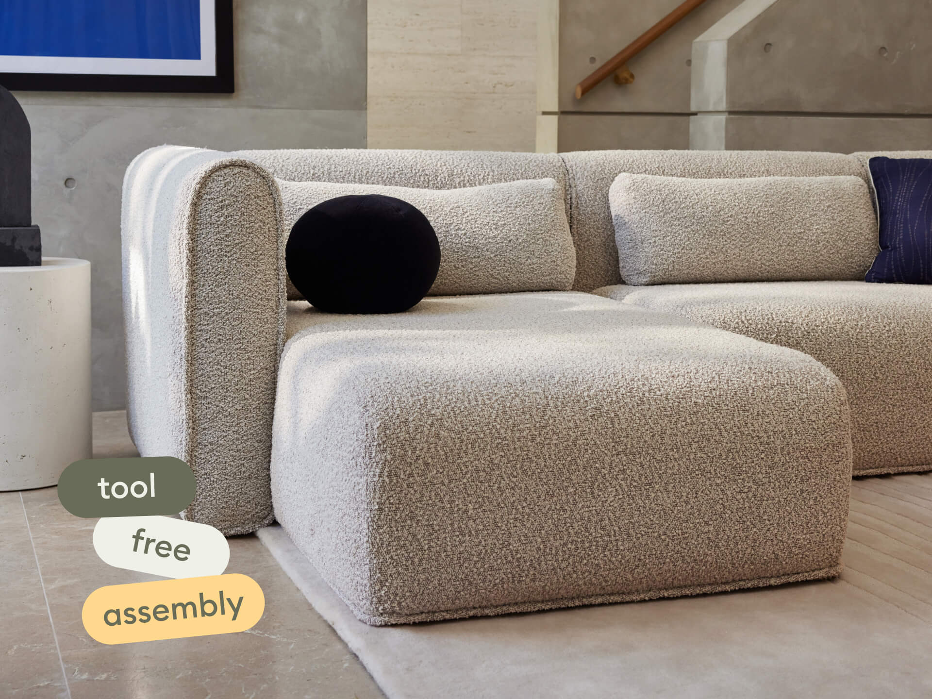 Bangalow Modular Sofa - Chaise / 4.5-Seater / Limestone (Luxe edition)