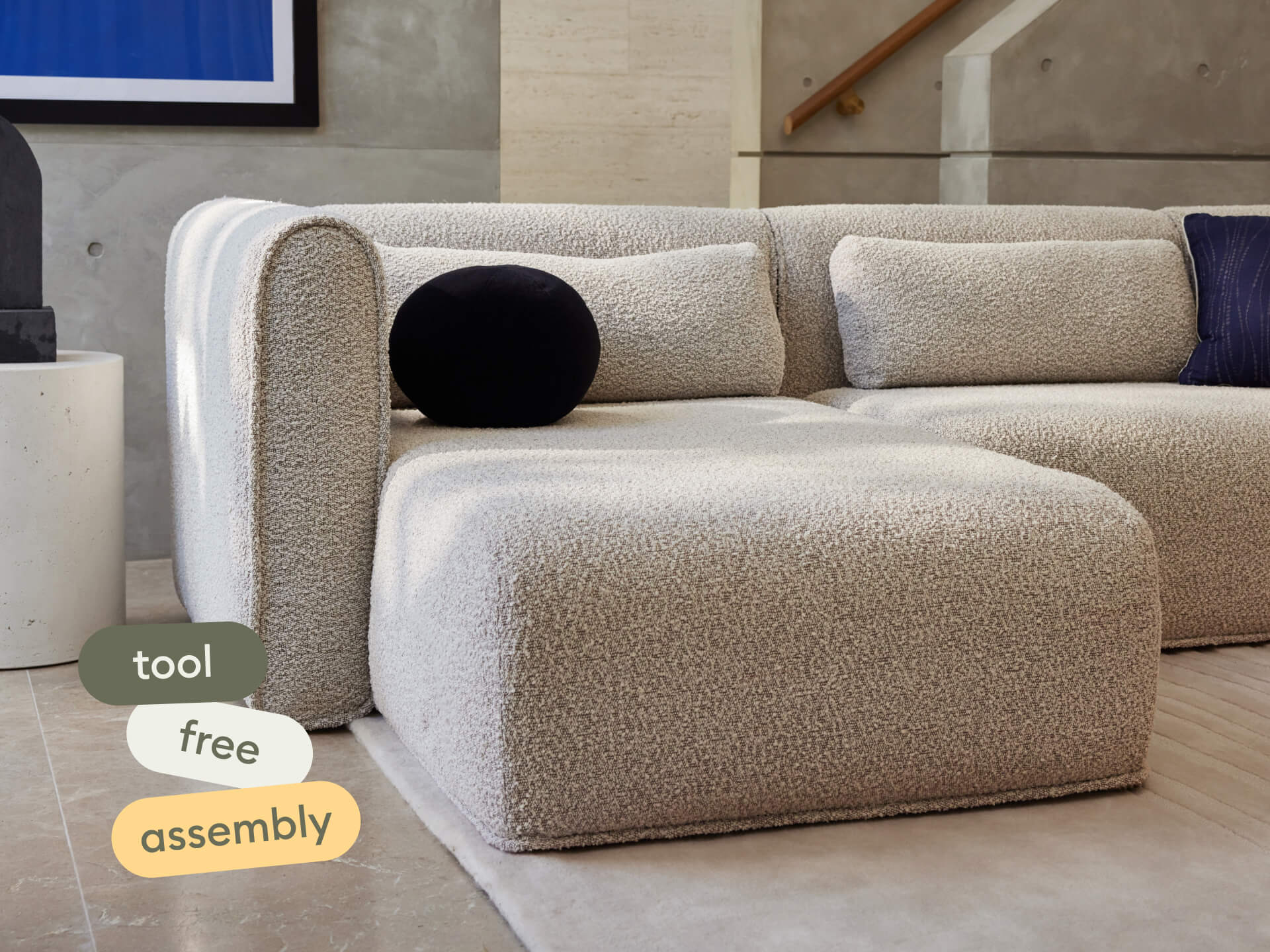 Bangalow Modular Sofa - Chaise / 5-Seater / Limestone (Luxe edition)