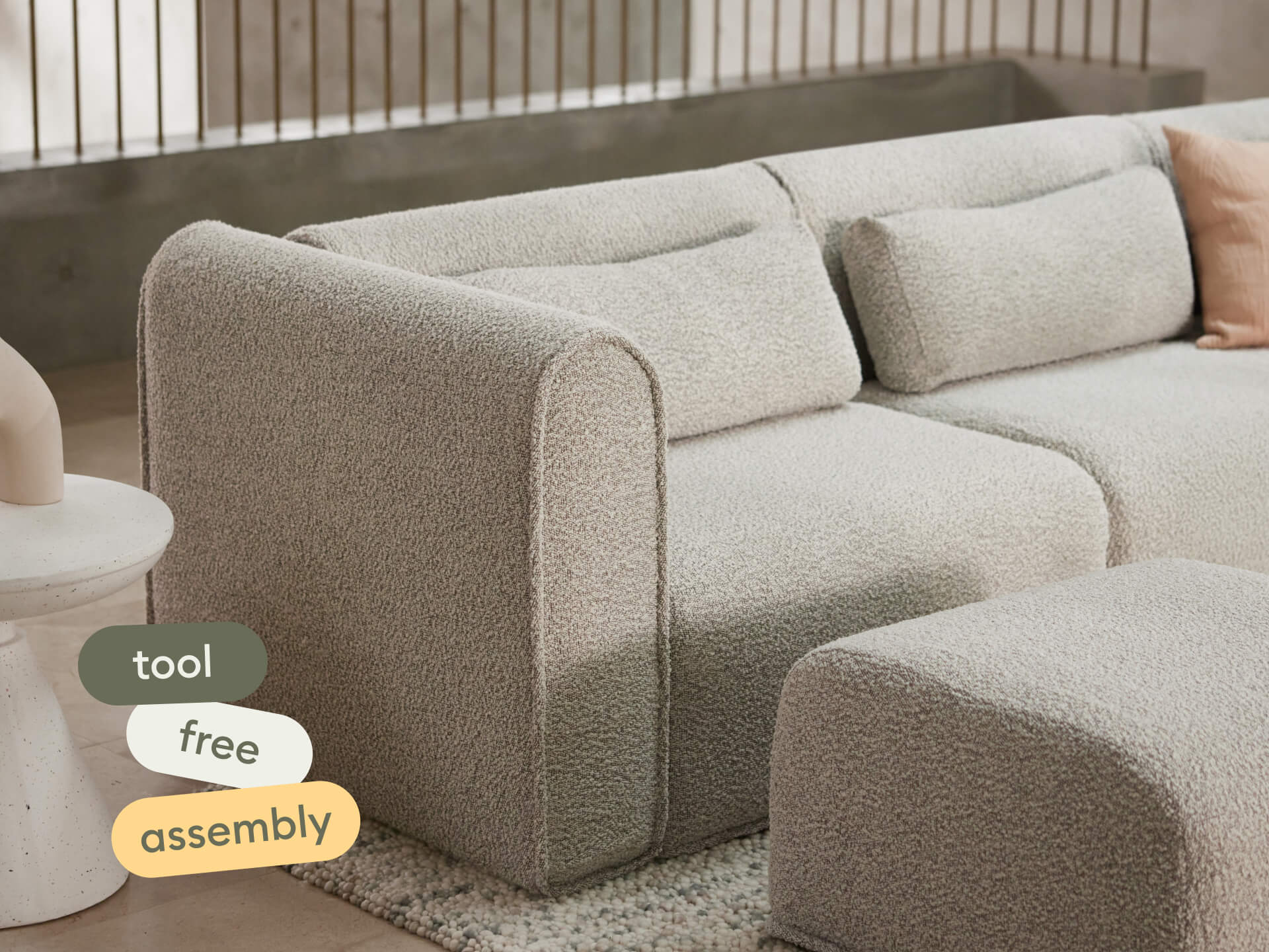 Bangalow Modular Sofa - Limestone (Luxe edition) / Corner / 5 Sections with Chaise