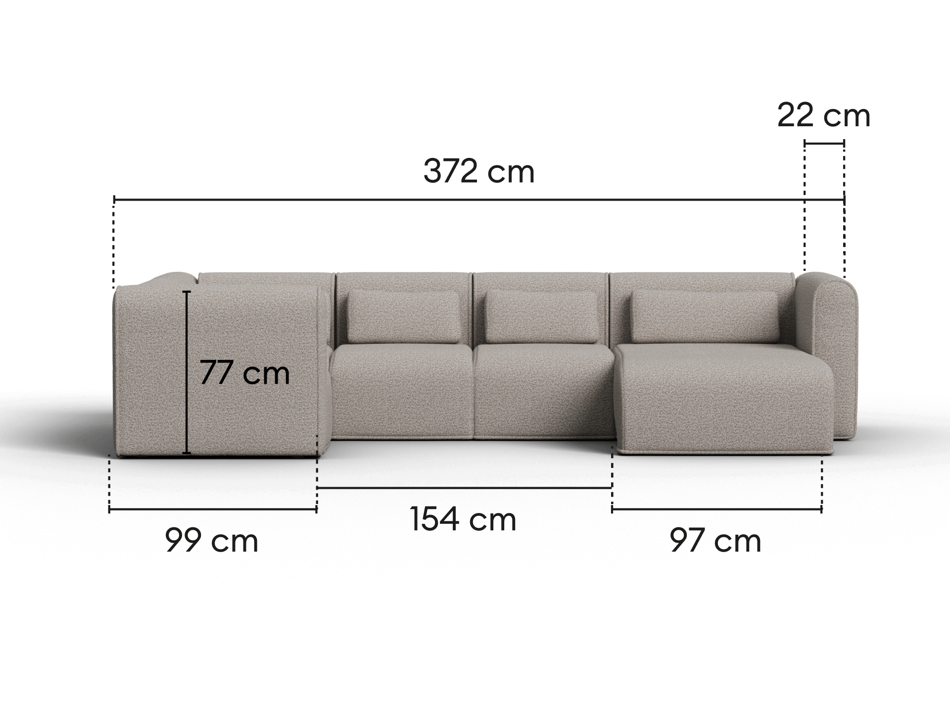 Bangalow Modular Sofa - Limestone (Luxe edition) / Corner / 5 Sections with Chaise