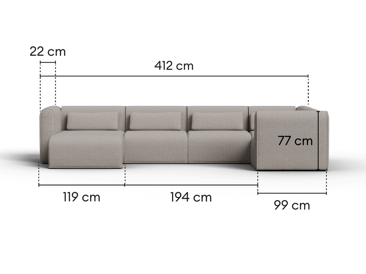 Bangalow Modular Sofa - Limestone (Luxe edition) / Corner / 5 Sections with Chaise