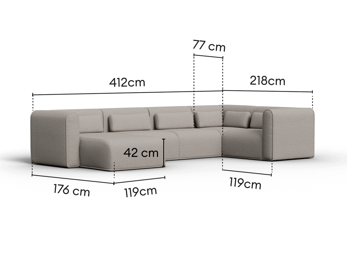 Bangalow Modular Sofa - Limestone (Luxe edition) / Corner / 5 Sections with Chaise
