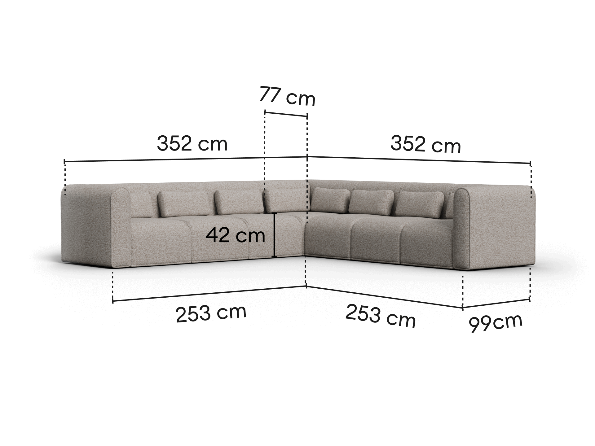 Bangalow Modular Sofa - Limestone (Luxe edition) / Corner / 8-Seater