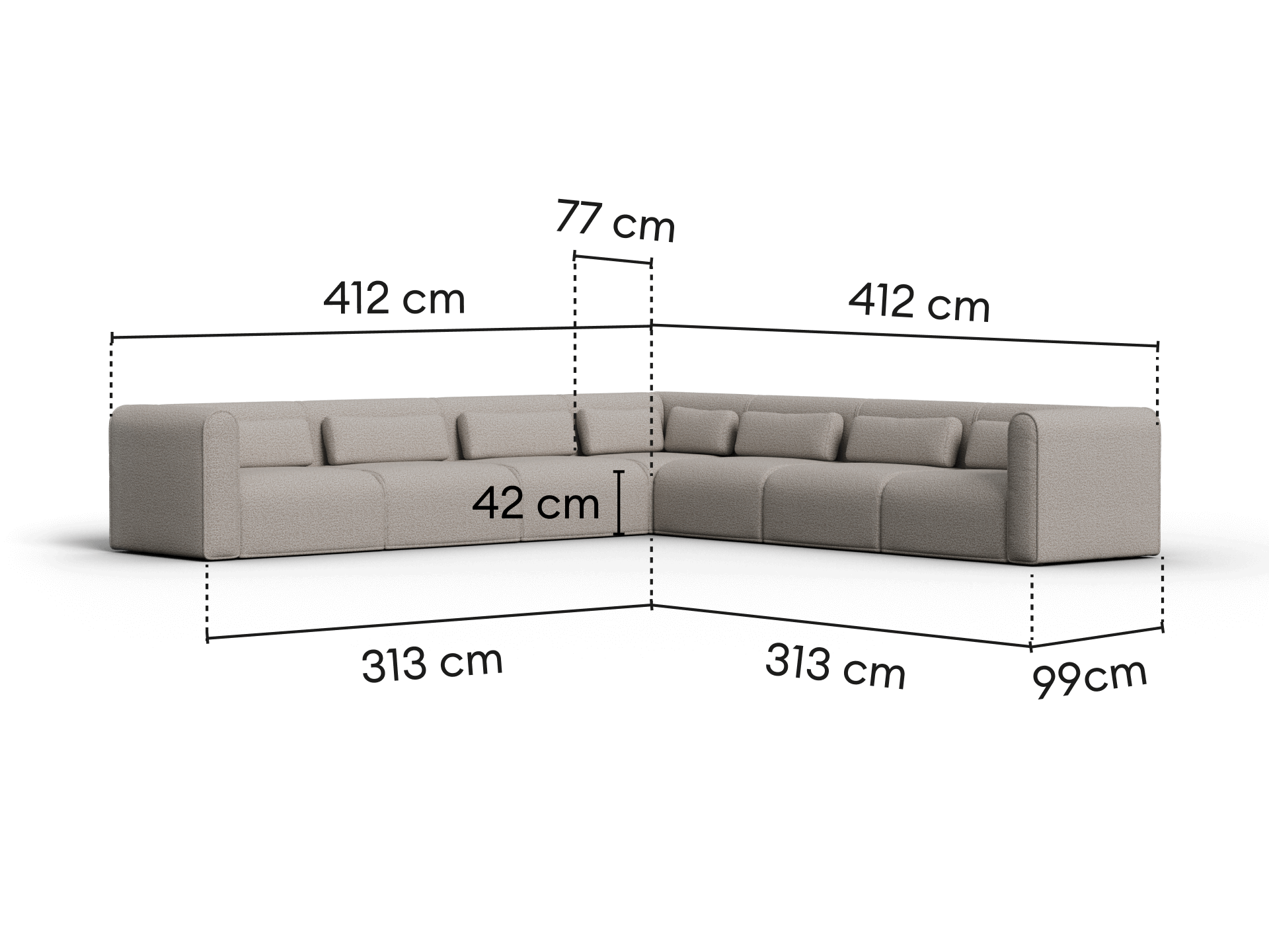 Bangalow Modular Sofa - Limestone (Luxe edition) / Corner / 10-Seater