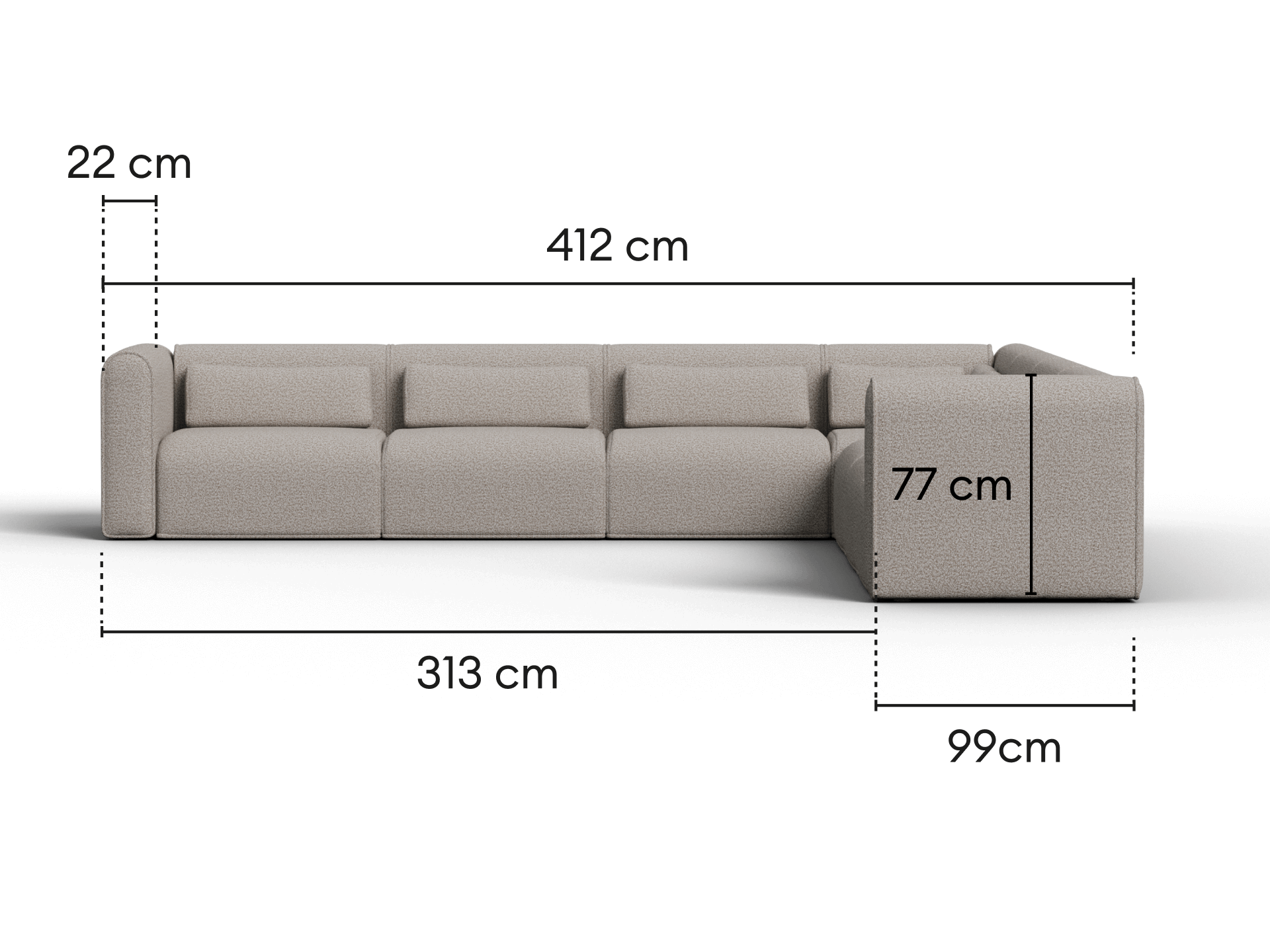 Bangalow Modular Sofa - Limestone (Luxe edition) / Corner / 10-Seater