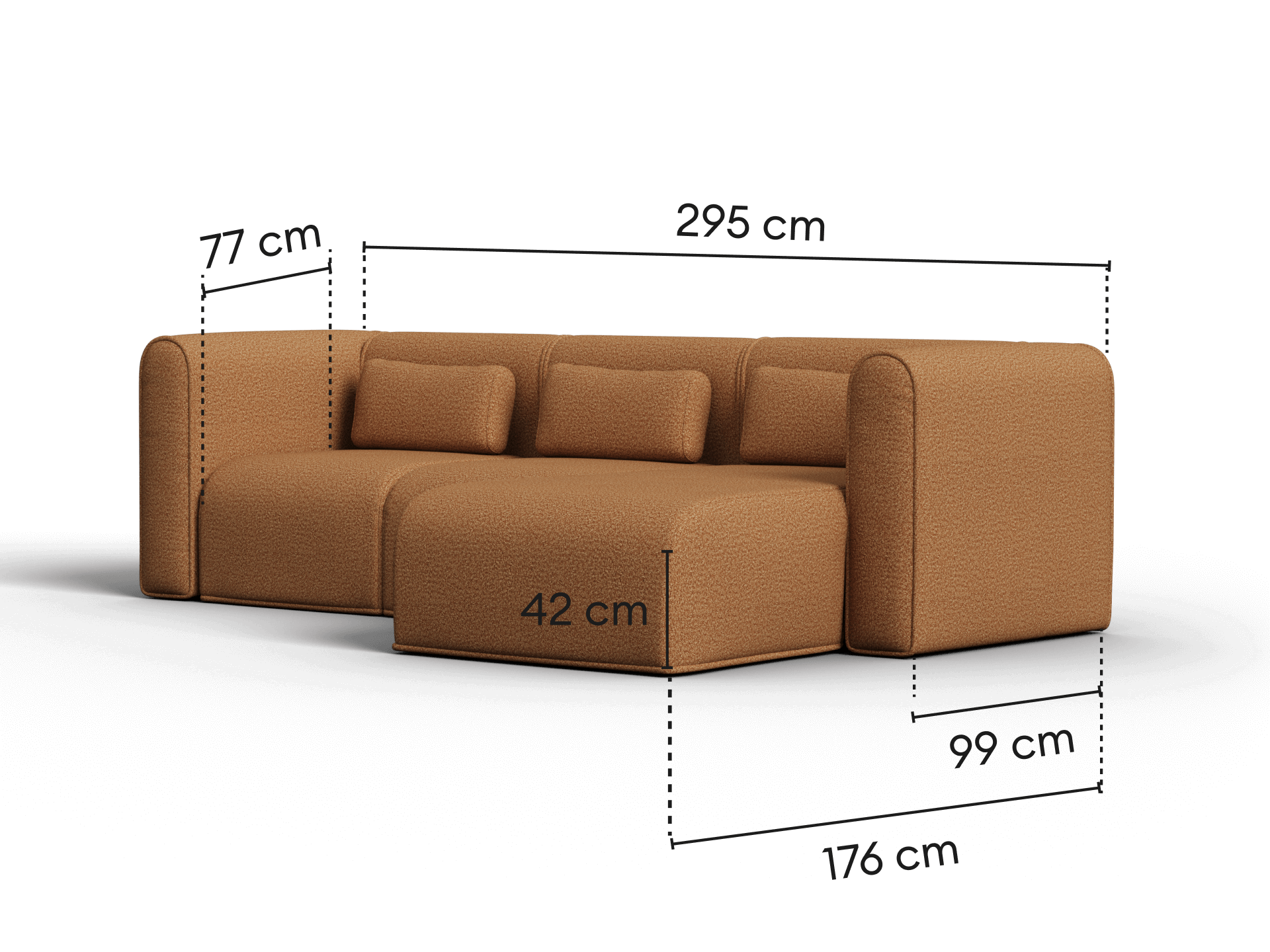 Bangalow Modular Sofa - Chaise / 3.5-Seater / Sand Dune (Luxe edition)
