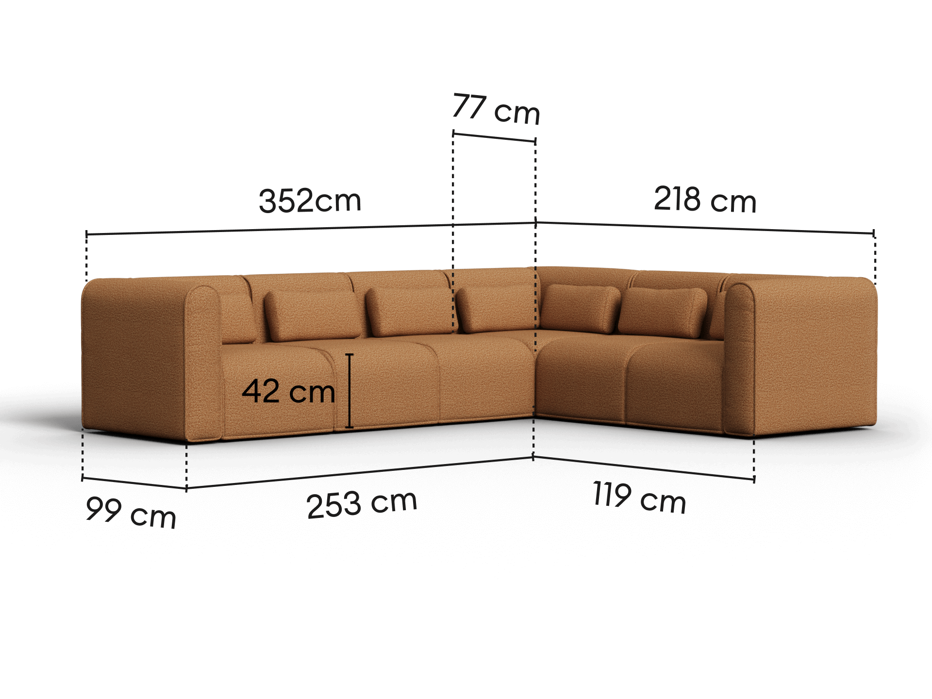 Bangalow Modular Sofa - Sand Dune (Luxe edition) / Corner / 6 Sections
