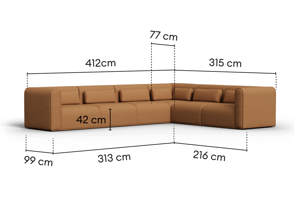 Bangalow Modular Sofa - Sand Dune (Luxe edition) / Corner / 6 Sections