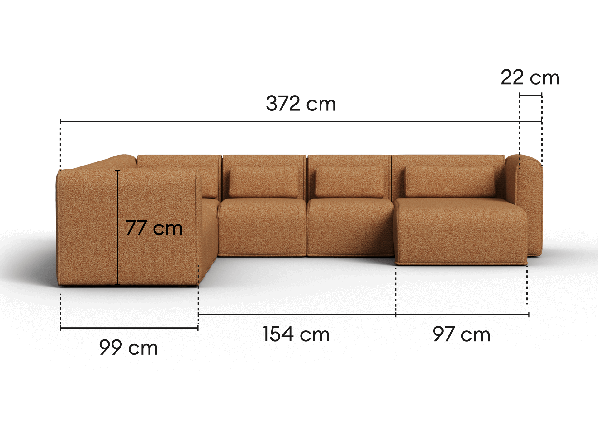 Bangalow Modular Sofa - Sand Dune (Luxe edition) / Corner / 7 Sections with Chaise
